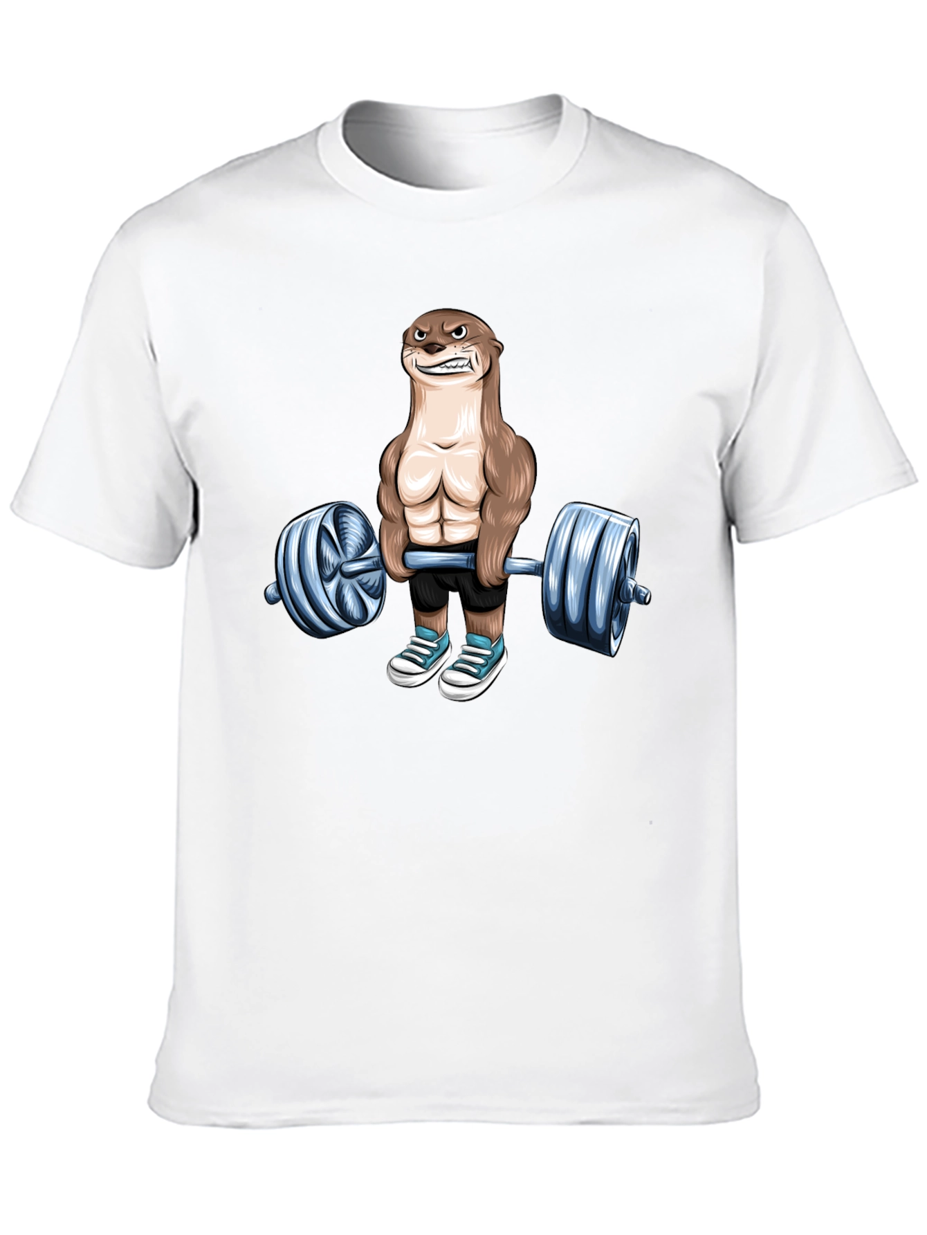 Black Funny Otter Lifting Weights T-Shirt Gym Lover view 10
