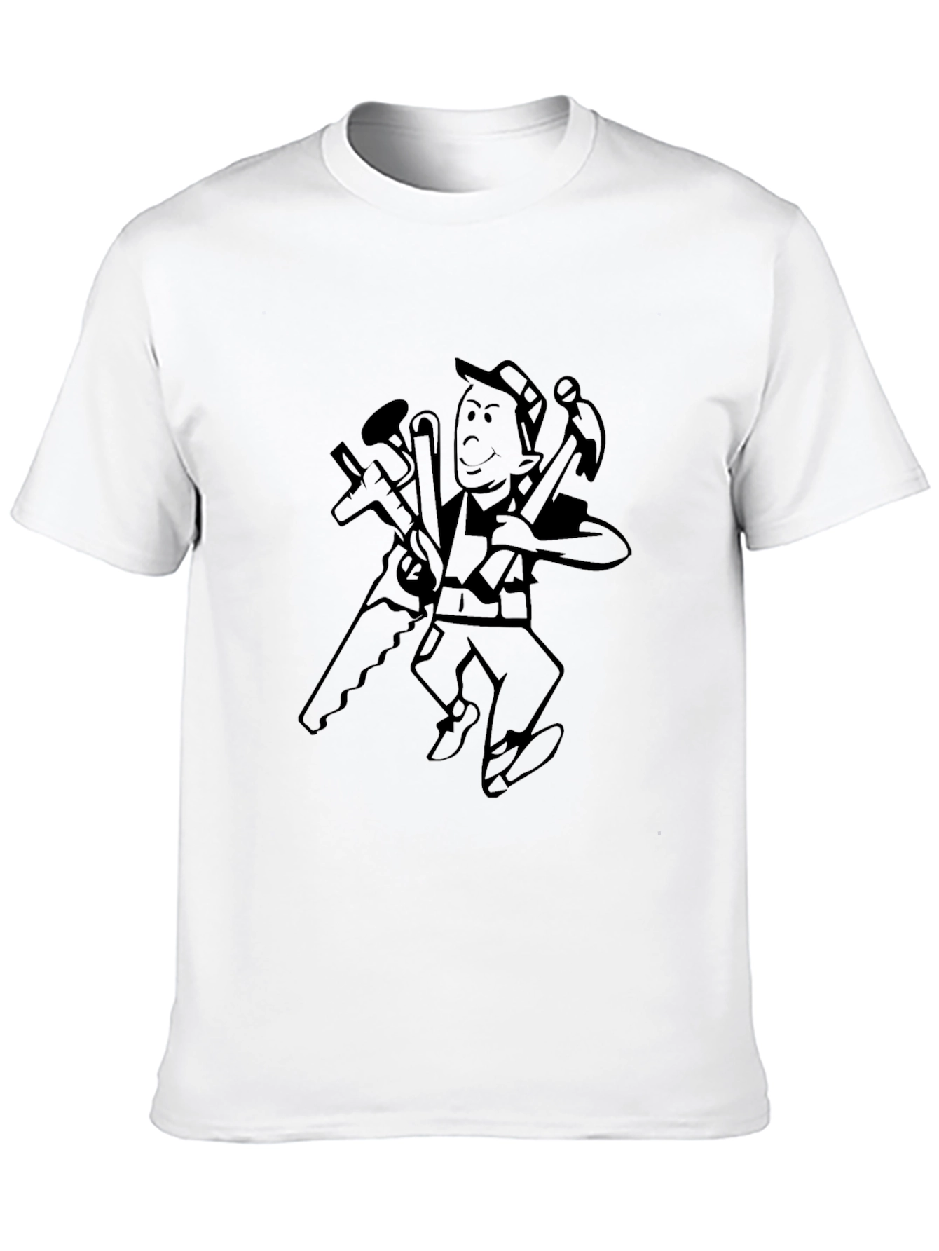 Black Cartoon Carpenter Graphic Tee - Black view 10