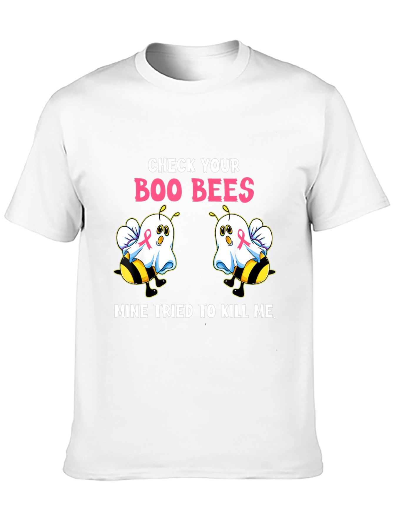 Black Boo Bees T-Shirt Breast Cancer Awareness Halloween Tee view 10