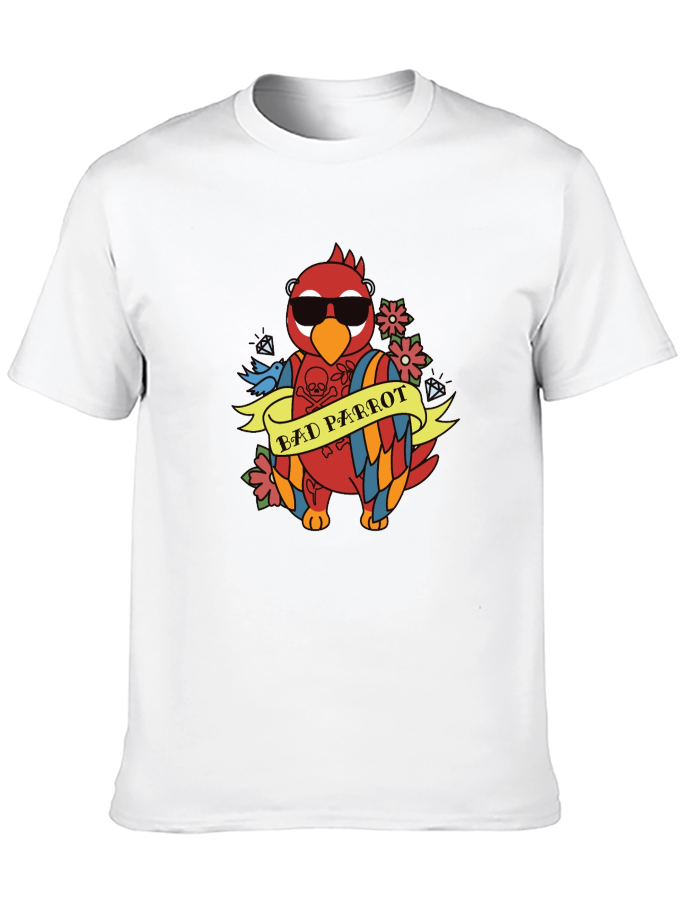 Black Bad Parrot Graphic Tee - Funny Animal T-Shirt view 10