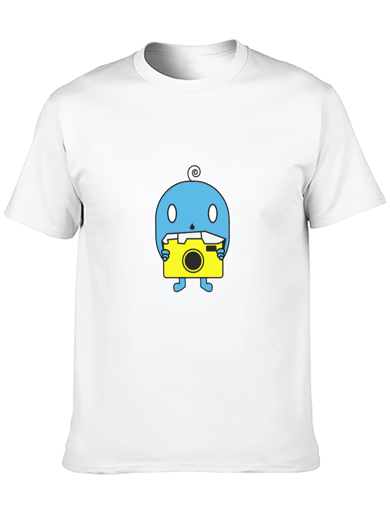 Black Funky Blue Creature with Camera Black T-Shirt view 10