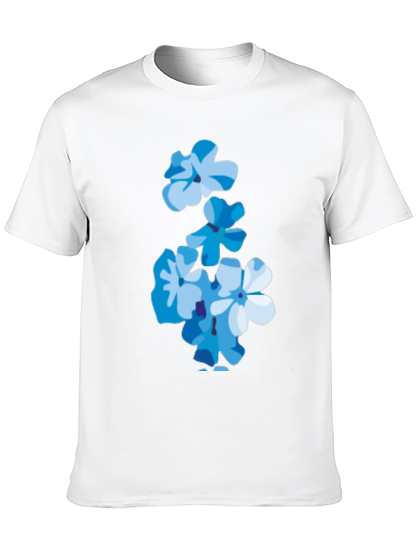 Black Floral Print Tee - Trendy Blue Flower T-Shirt view 10