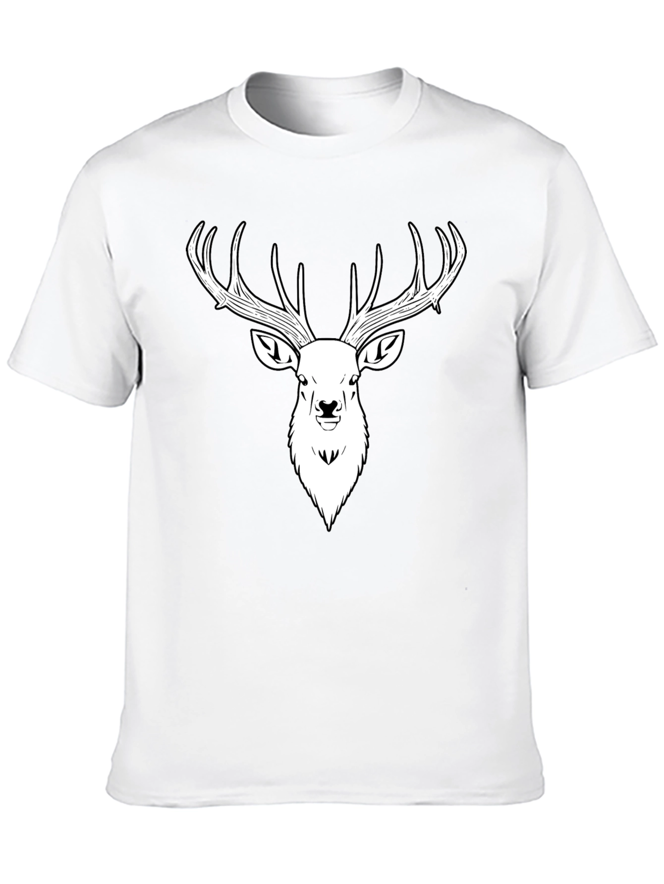 Black Men's Black T-Shirt with Stag Head Print view 10