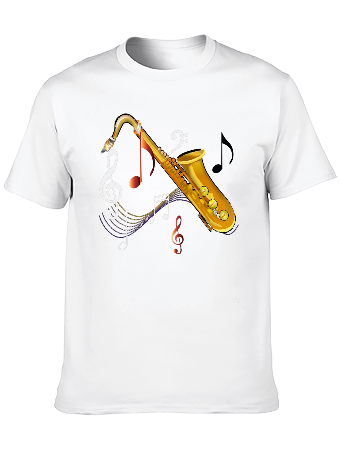 Black Saxophone Music Notes Graphic T-Shirt view 10