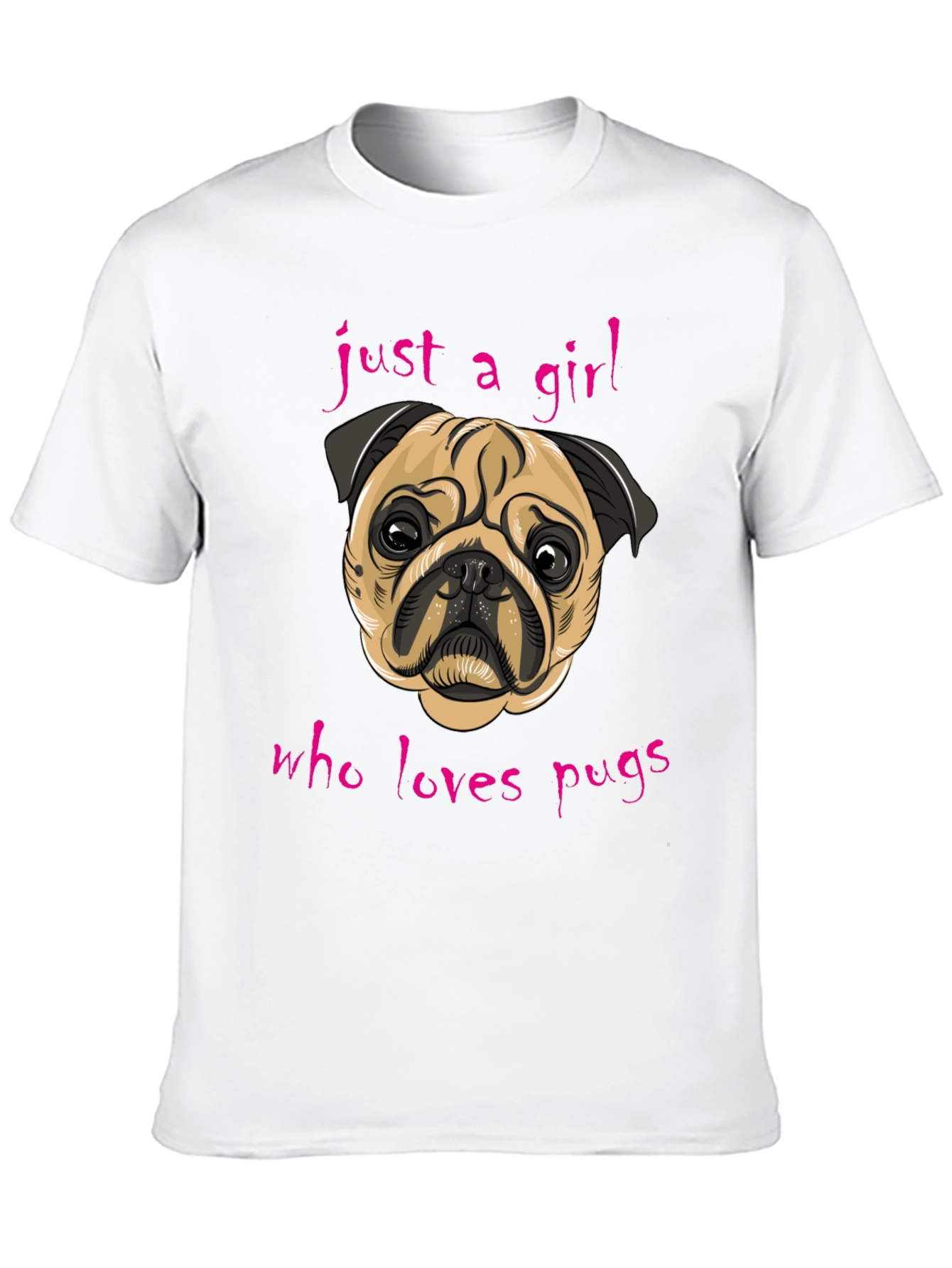 Black Just A Girl Who Loves Pugs - Graphic Tee view 10