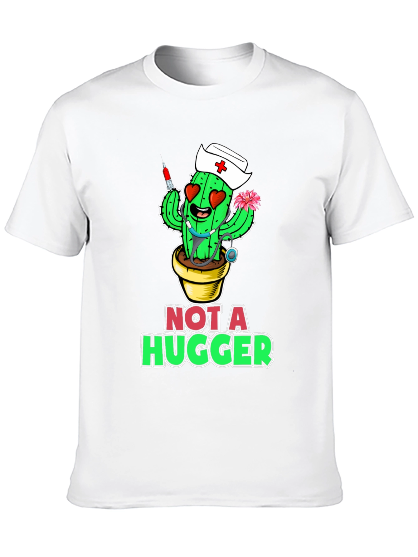 Black Not A Hugger Cactus Nurse T-Shirt view 10