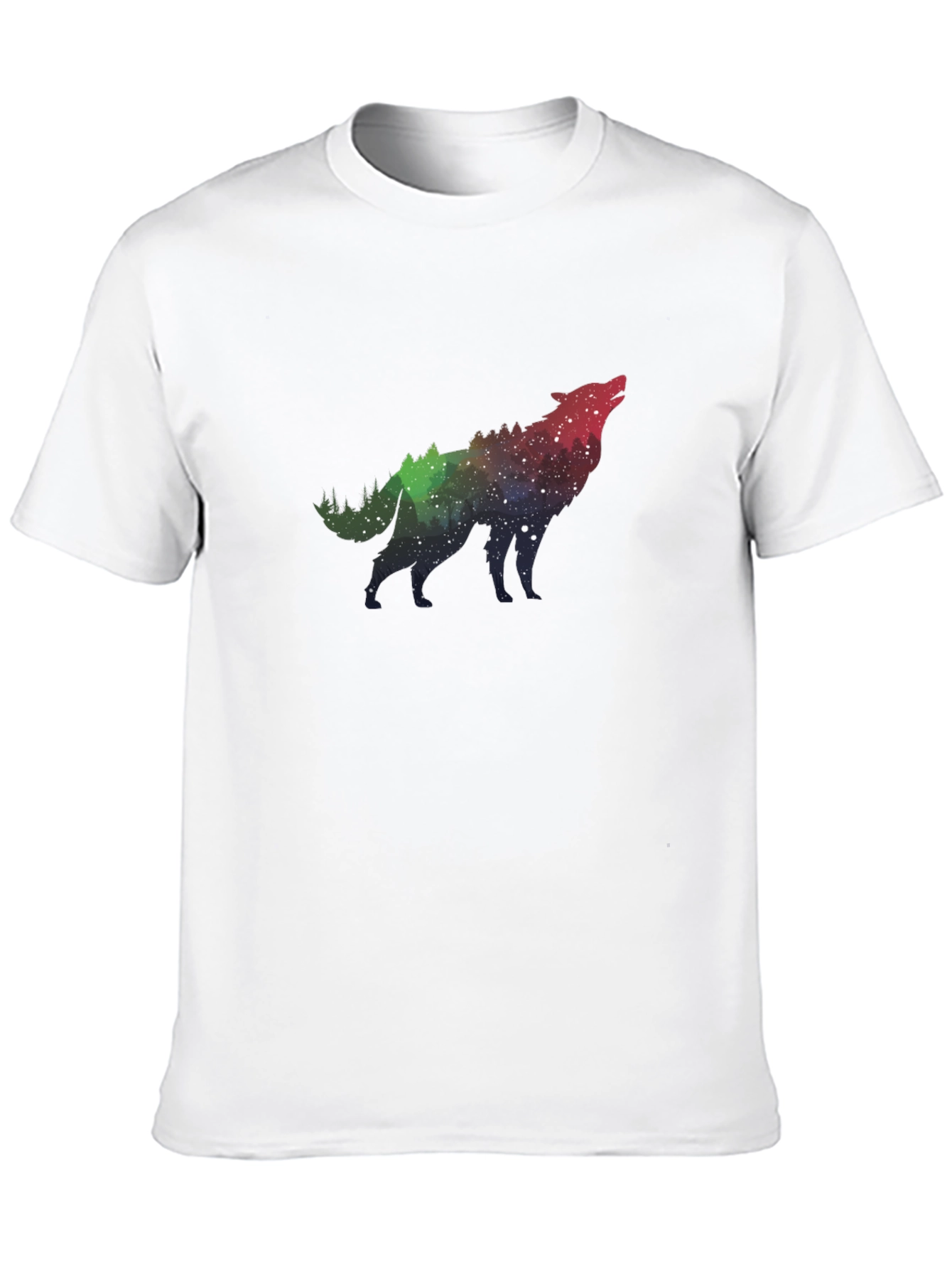 Wolf Galaxy Print Black T-Shirt - 10