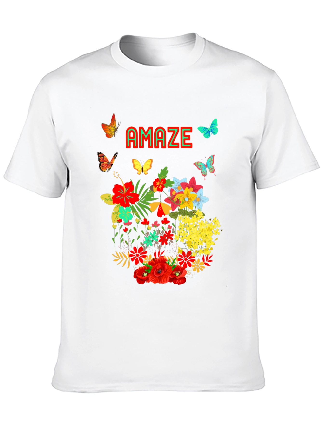 Black Amaze Floral Butterfly Graphic Tee - Men's Black T-Shirt view 10
