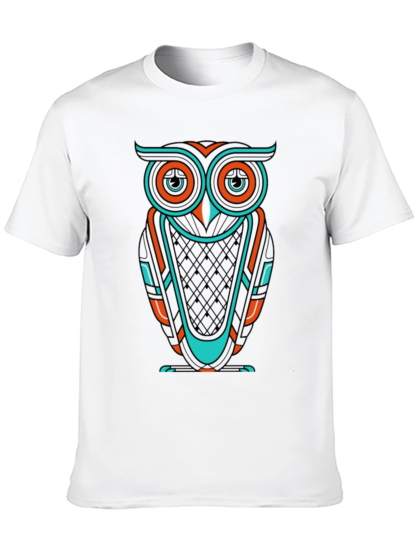 Black Cool Owl Graphic Print Men's Black T-Shirt view 10
