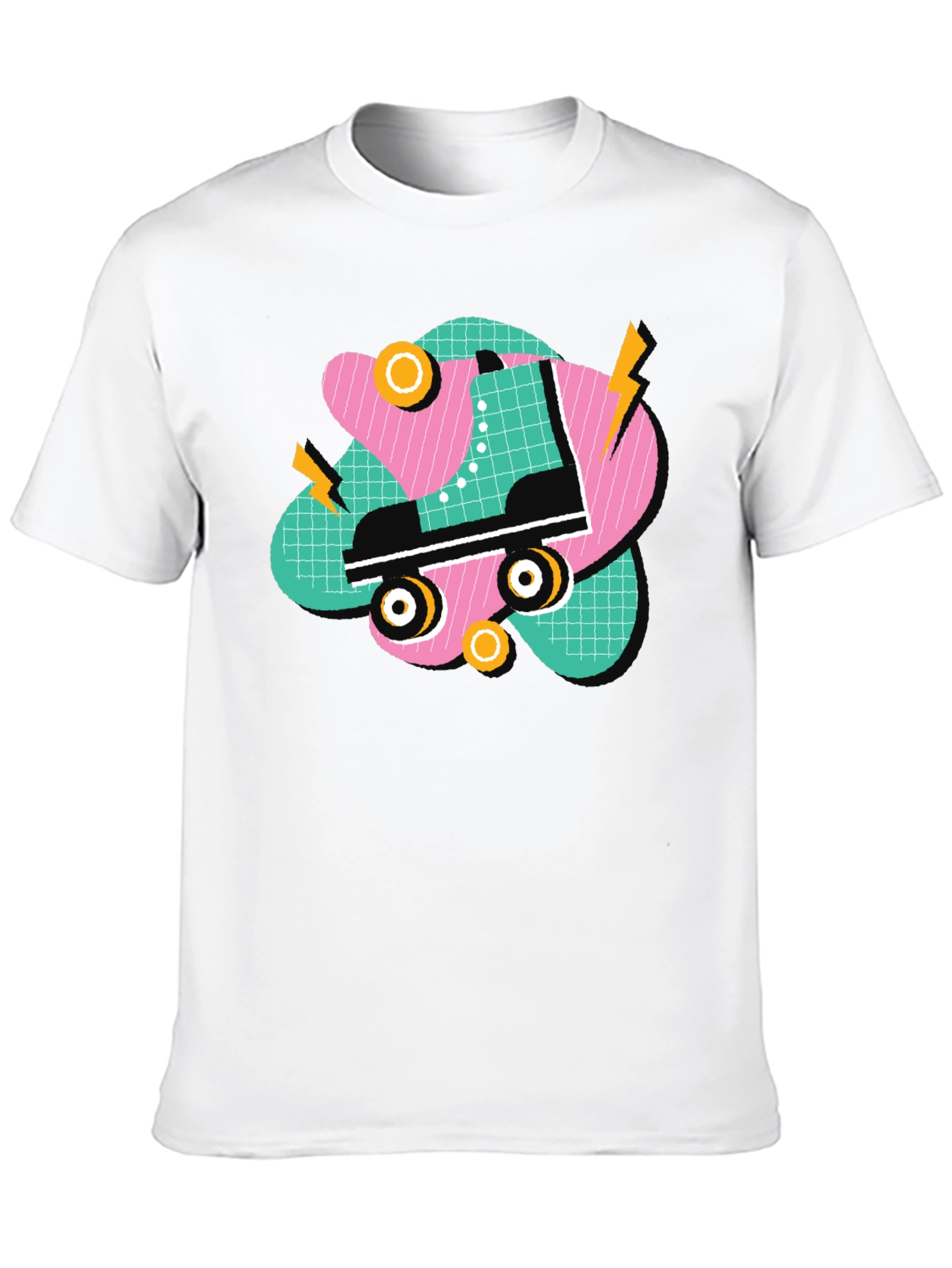 Black Retro Roller Skate Graphic Tee - 80s Style T-Shirt view 10