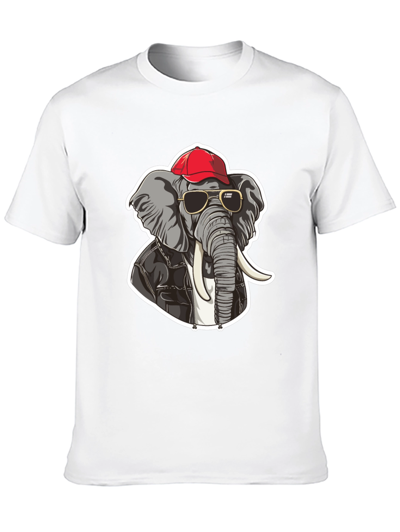 Black Cool Elephant Tee: Biker Style Cartoon Graphic T-Shirt view 10