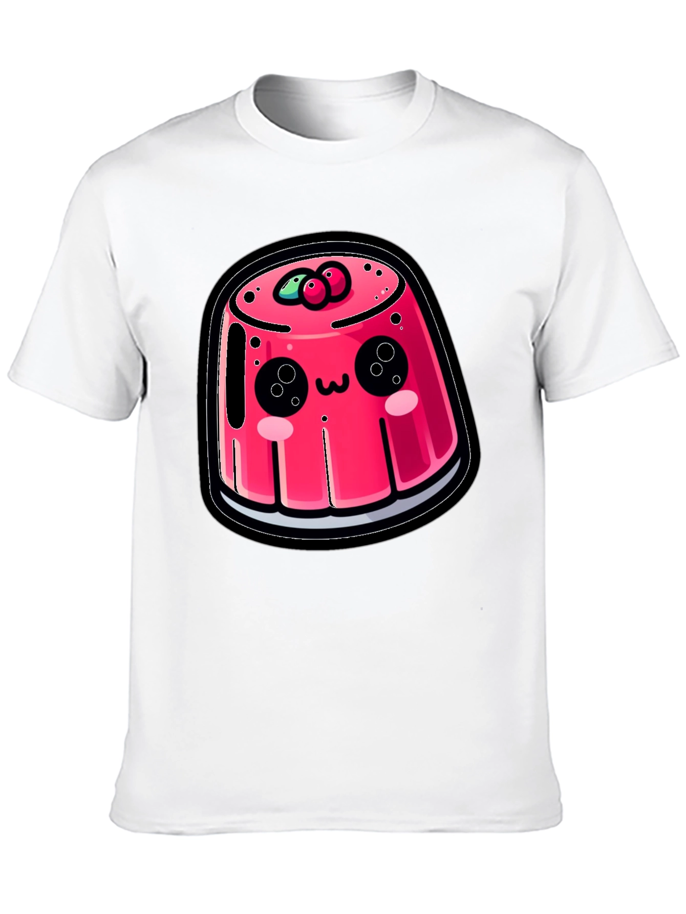 Black Cute Cartoon Pudding Black T-Shirt view 10