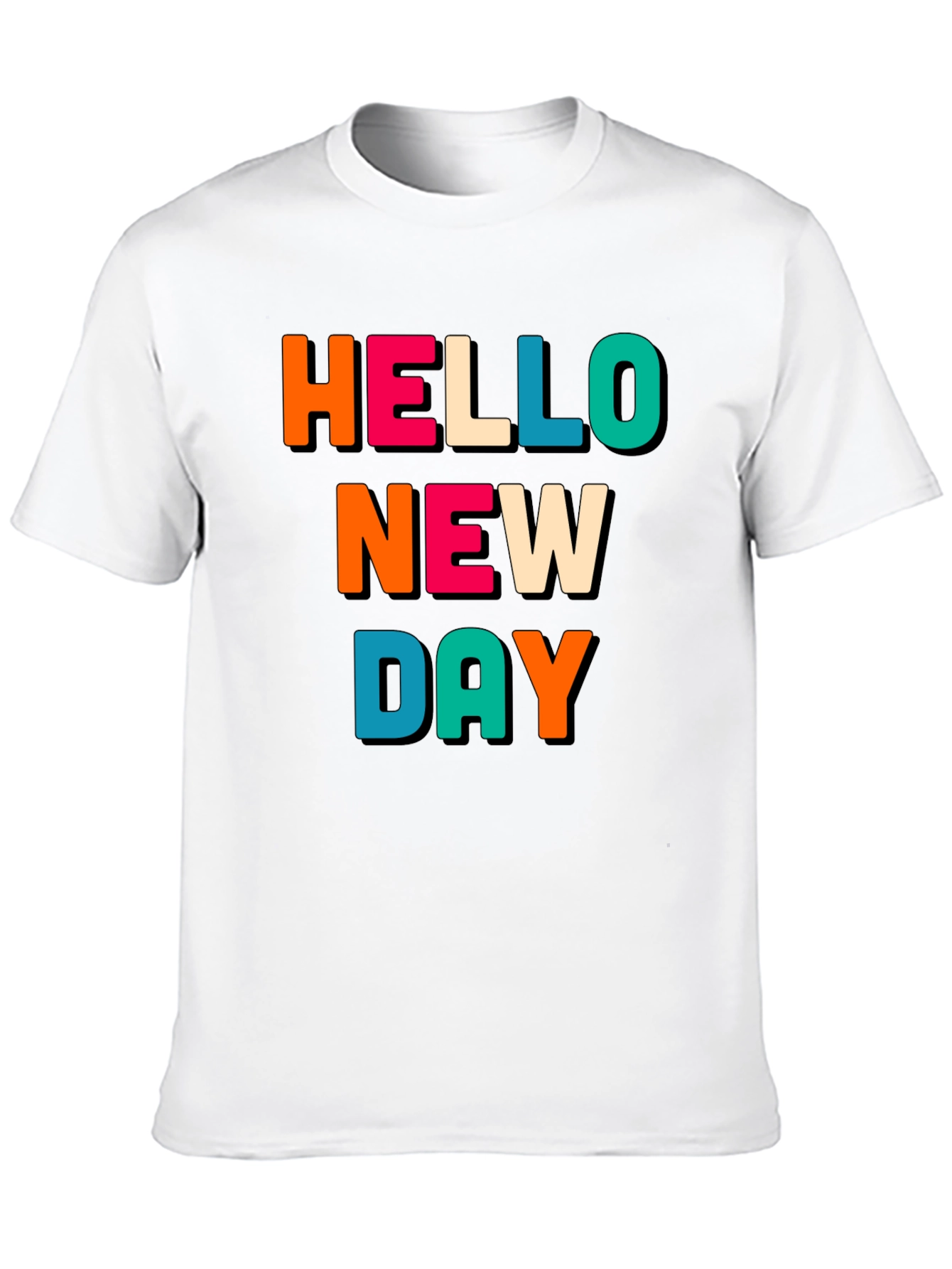 Black Hello New Day Graphic Tee - Unisex Black Cotton T-Shirt view 10