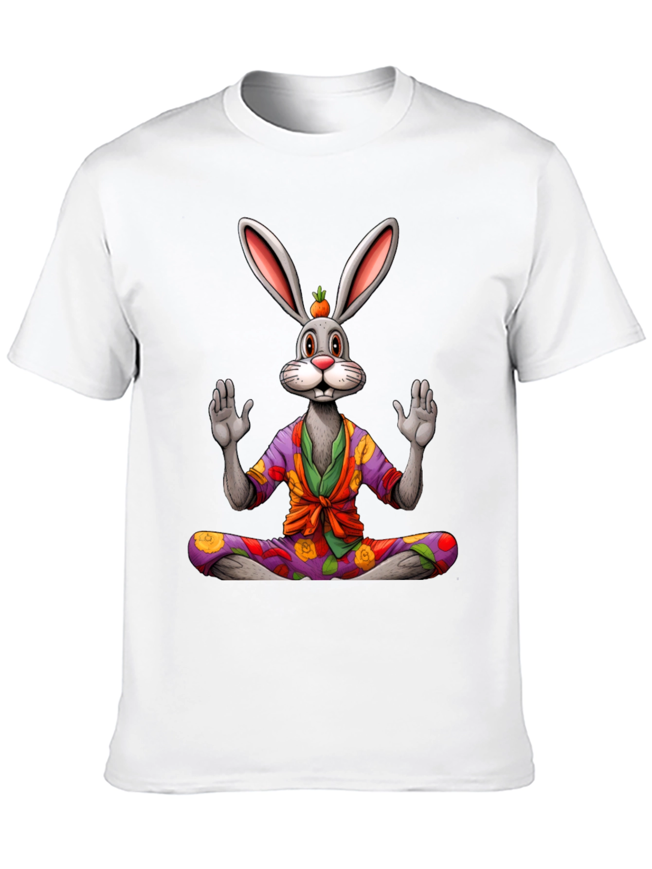 Black Zen Rabbit Graphic Tee - Meditating Hare Shirt view 10