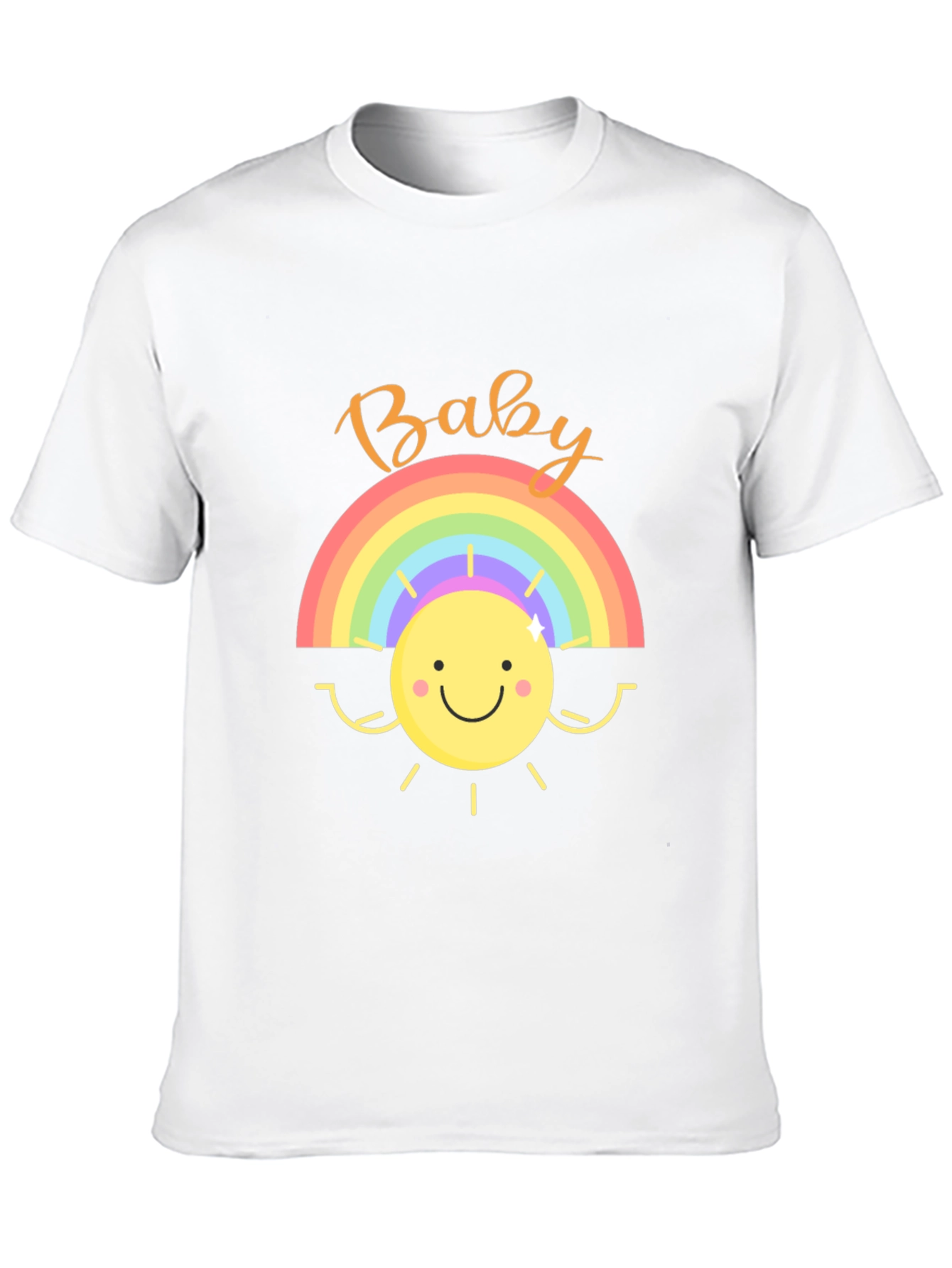 Baby Rainbow Sun Graphic Tee - Black Cotton Shirt - 10