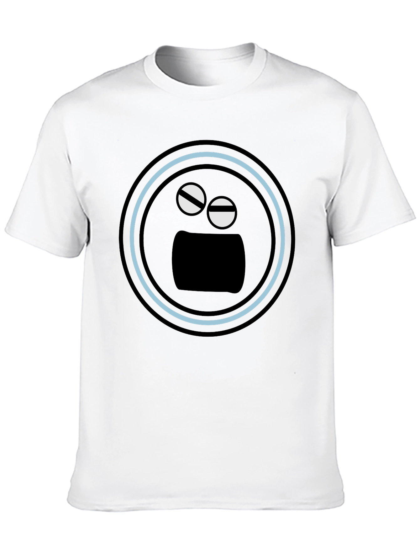 Black Black T-Shirt with Funny Round Face Graphic view 10