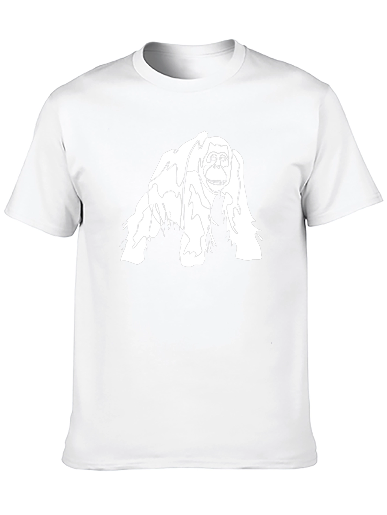 Black Orangutan Line Art Graphic Tee - Black Cotton Blend view 10