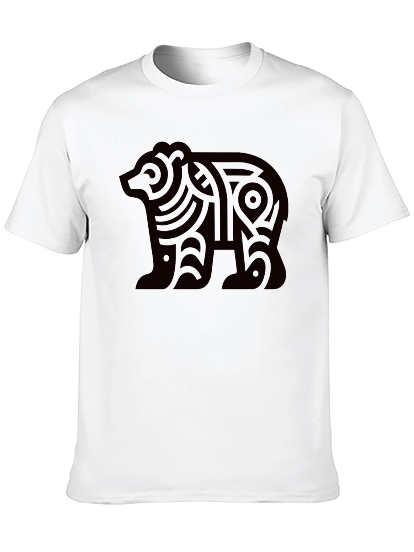 Black Tribal Bear Graphic Tee - Modern Black T-Shirt view 10