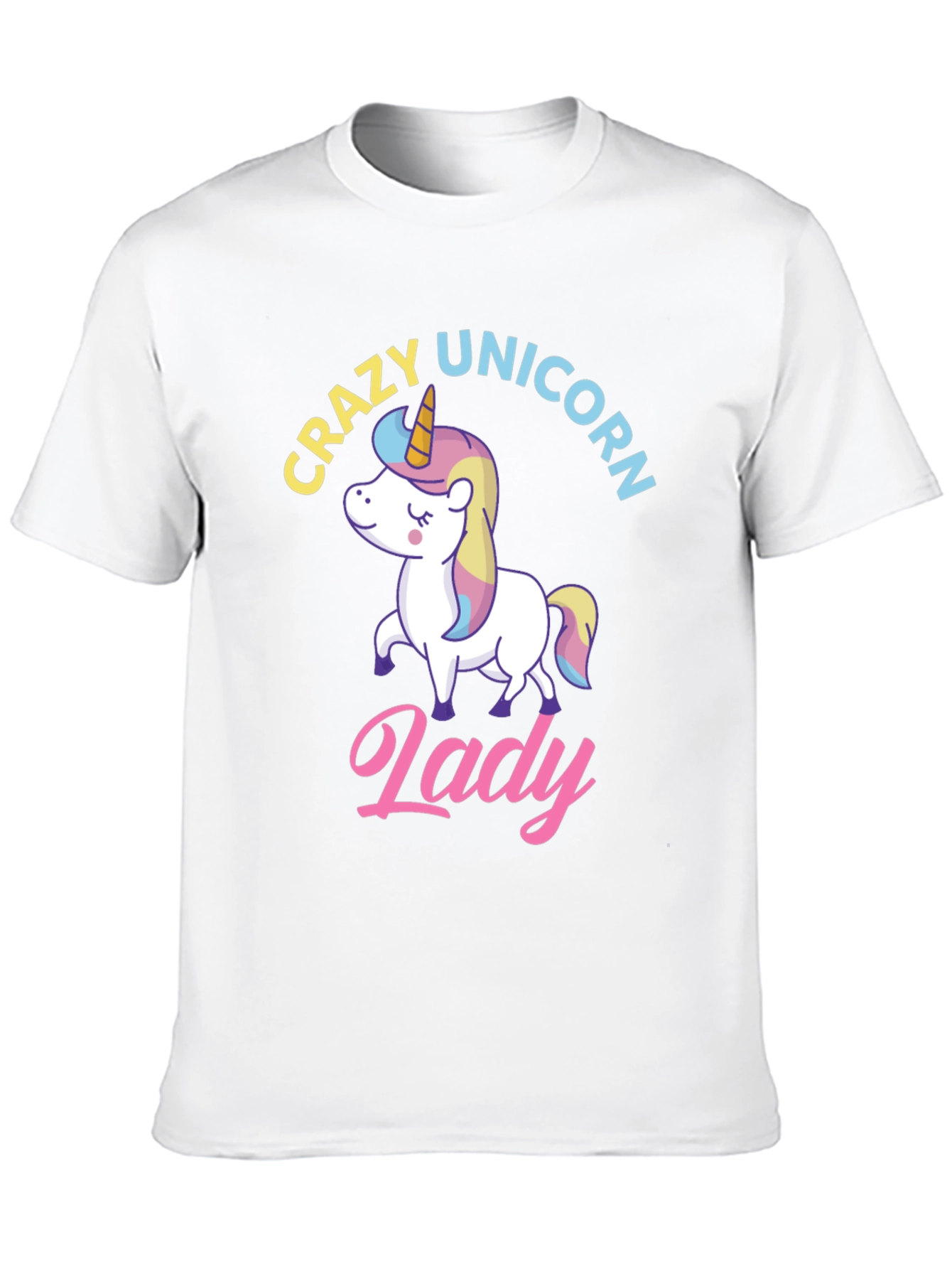 Black Crazy Unicorn Lady T-Shirt - Fun Graphic Tee view 10