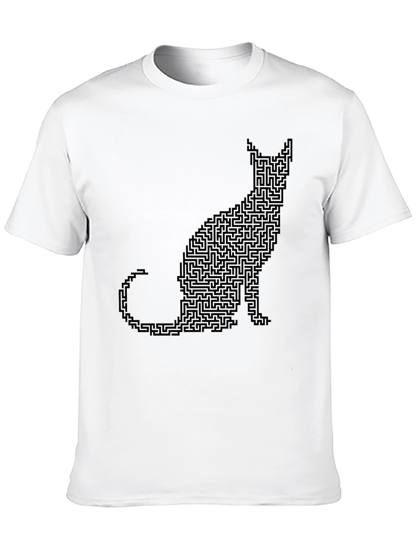 Black Cat Maze Graphic Tee - Black Cotton T-Shirt view 10