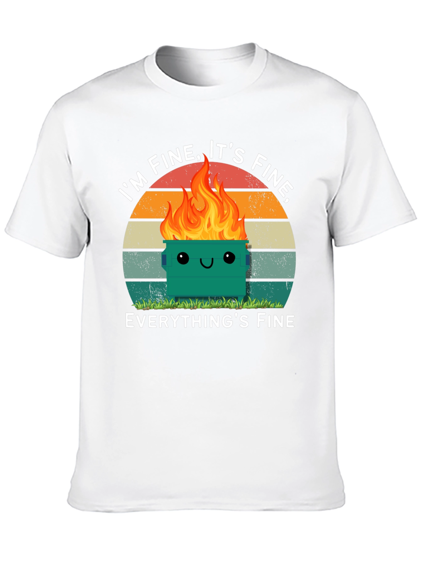 Black I'm Fine Dumpster Fire T-Shirt - Everything's Fine Meme Tee view 10