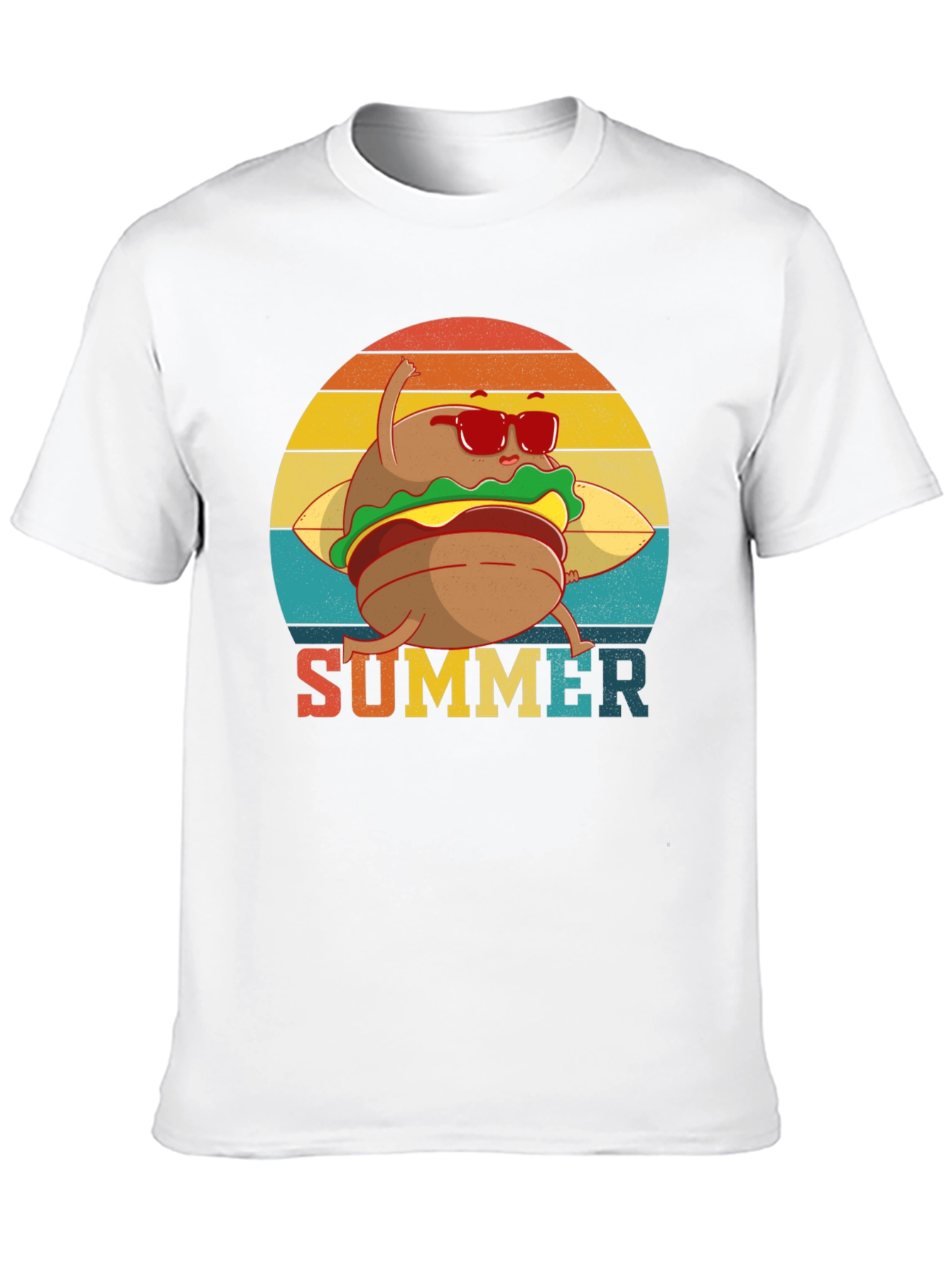 Black Summer Burger Graphic Tee - Black Cotton T-Shirt view 10