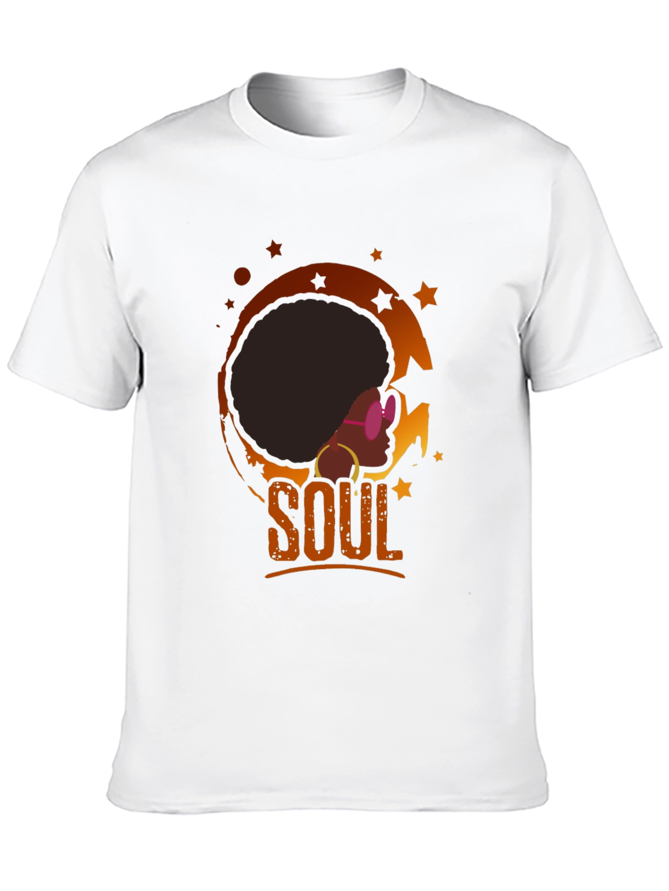 Black Soulful Afro T-Shirt - Retro Black Tee view 10