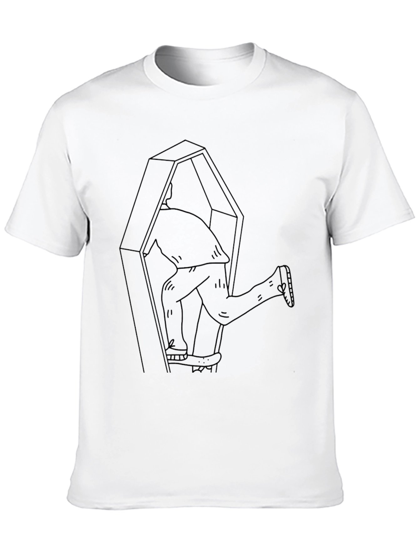 Black Funny Coffin Escape Men's Black T-Shirt view 10