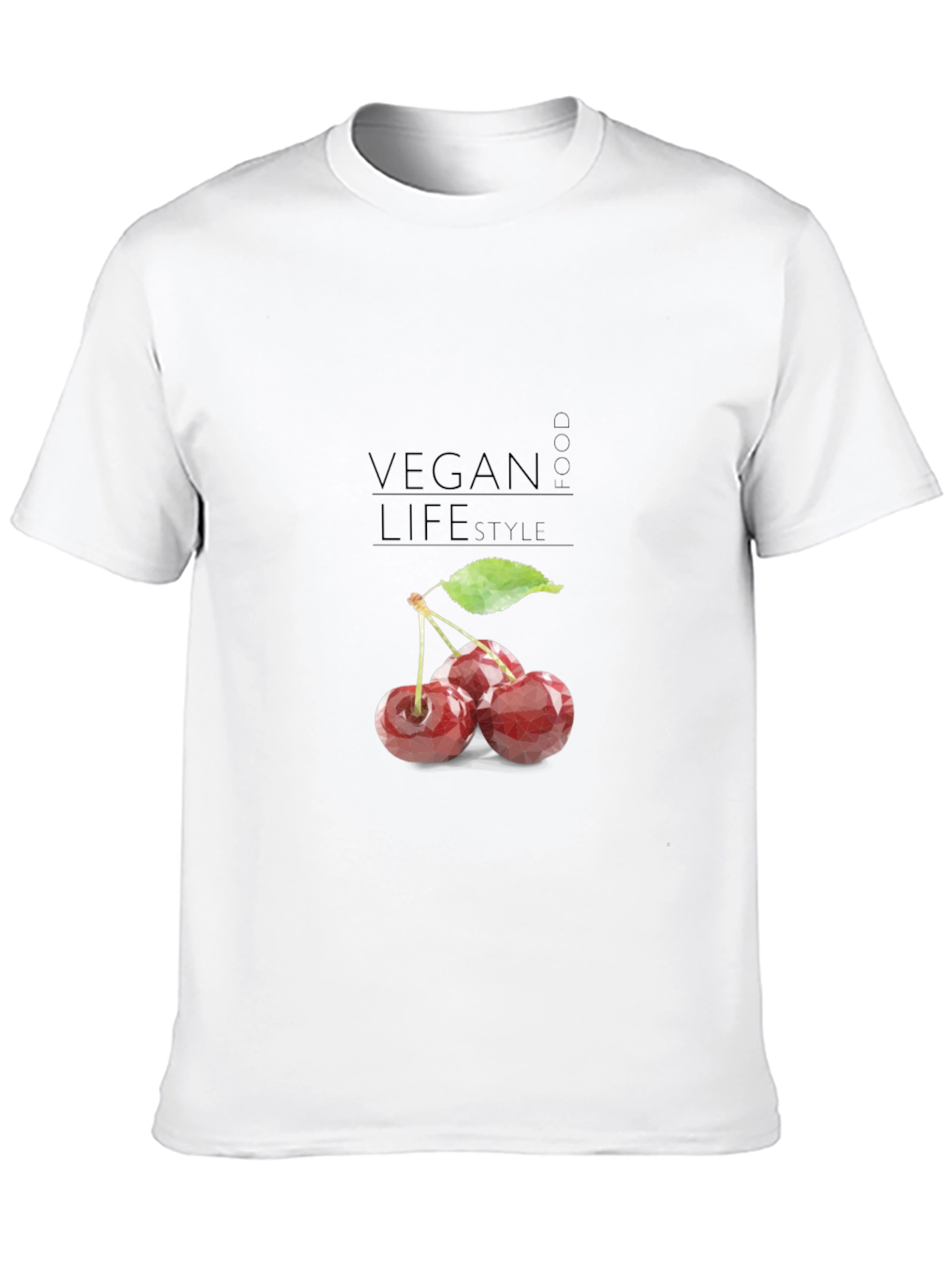 Black Vegan Cherry T-Shirt: Food Lifestyle Tee view 10