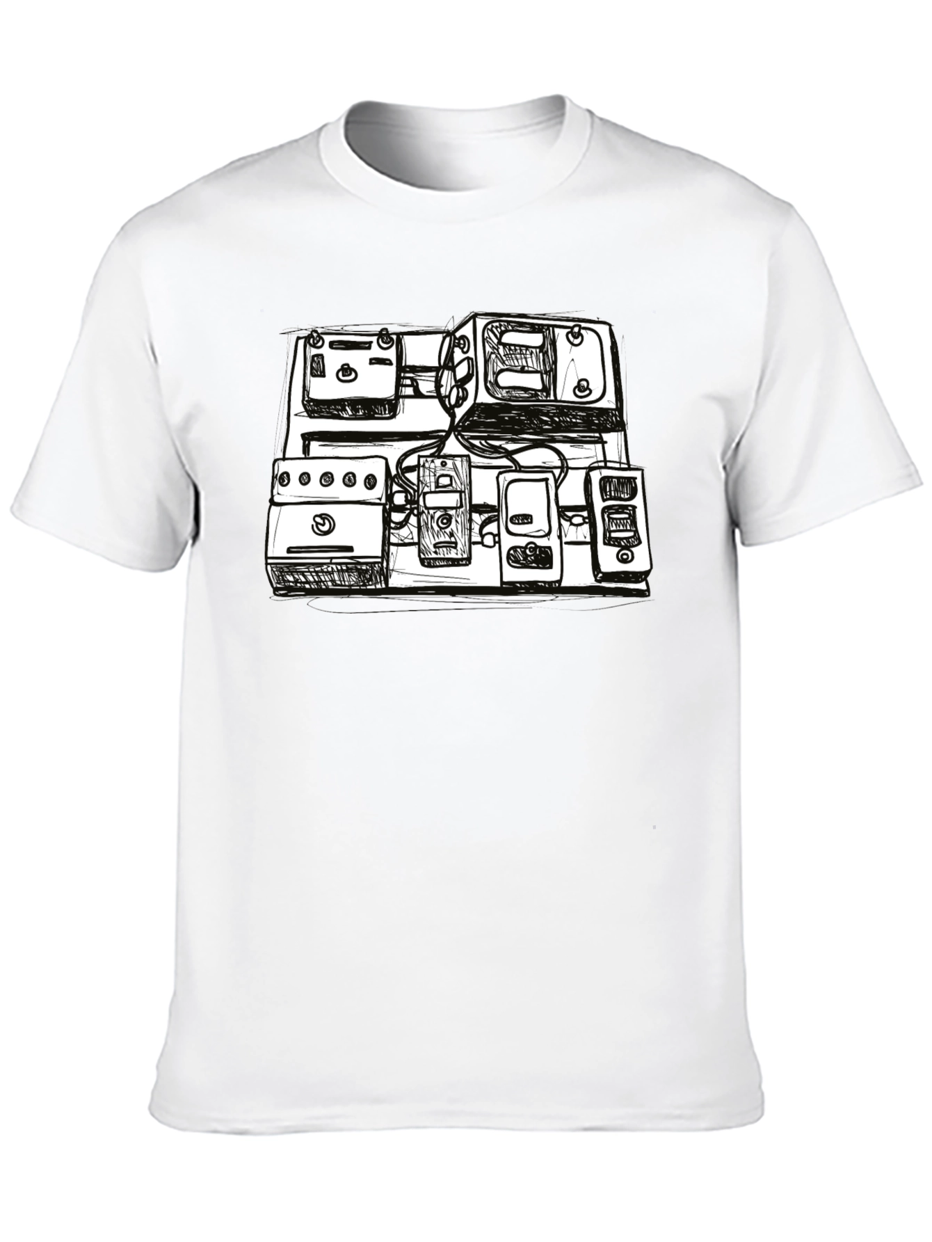 Black Sketch Pedal Board T-Shirt - Musician's Essential view 10