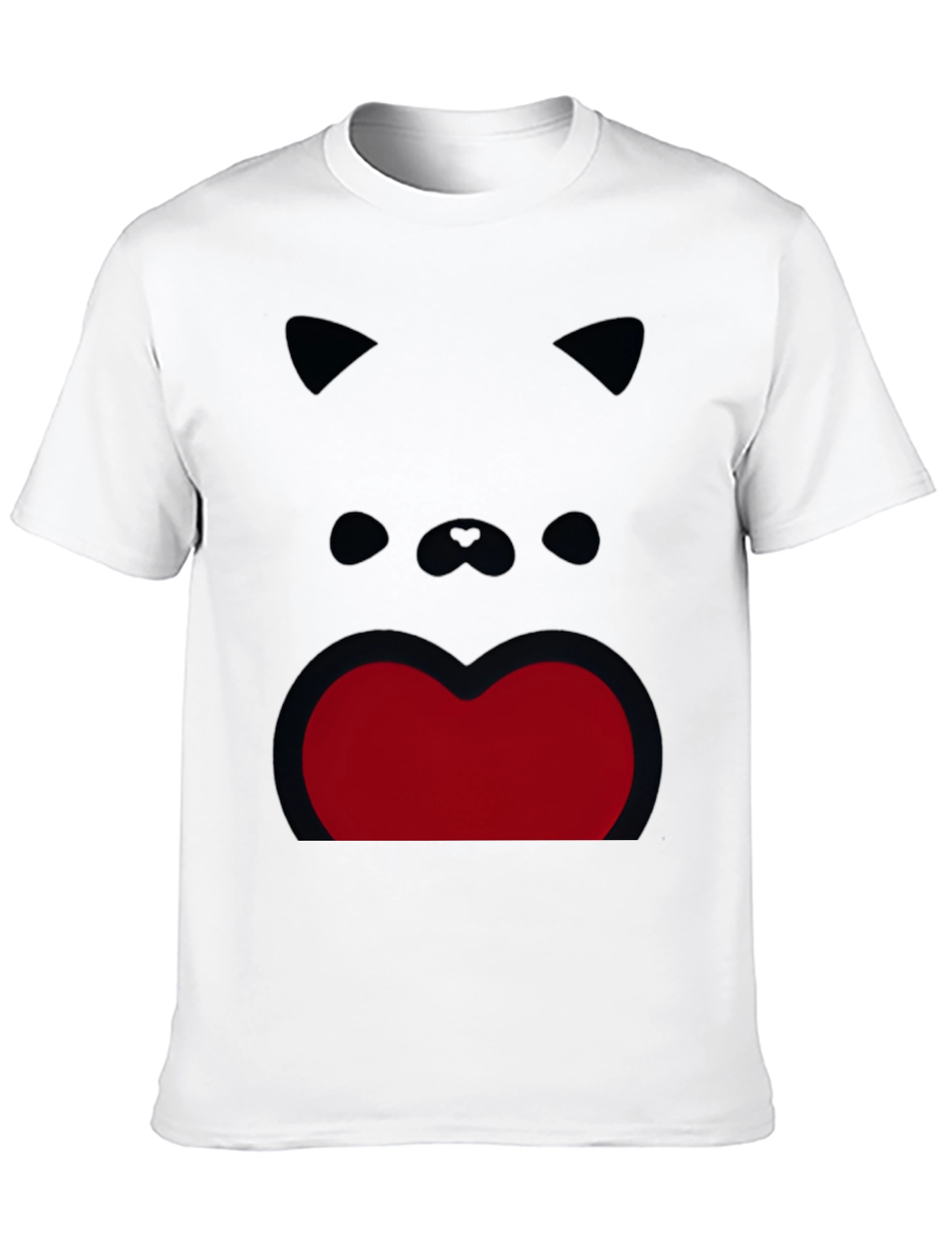 Black Funny Cat Face Graphic Print Black T-Shirt view 10