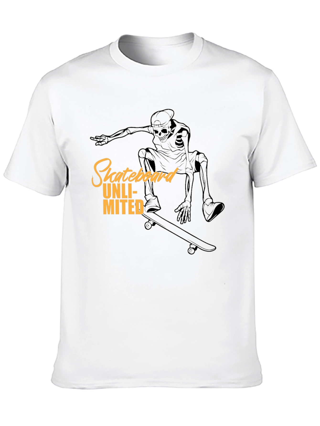 Black Skateboard Unlimited Black T-Shirt - Skeleton Rider Design view 10