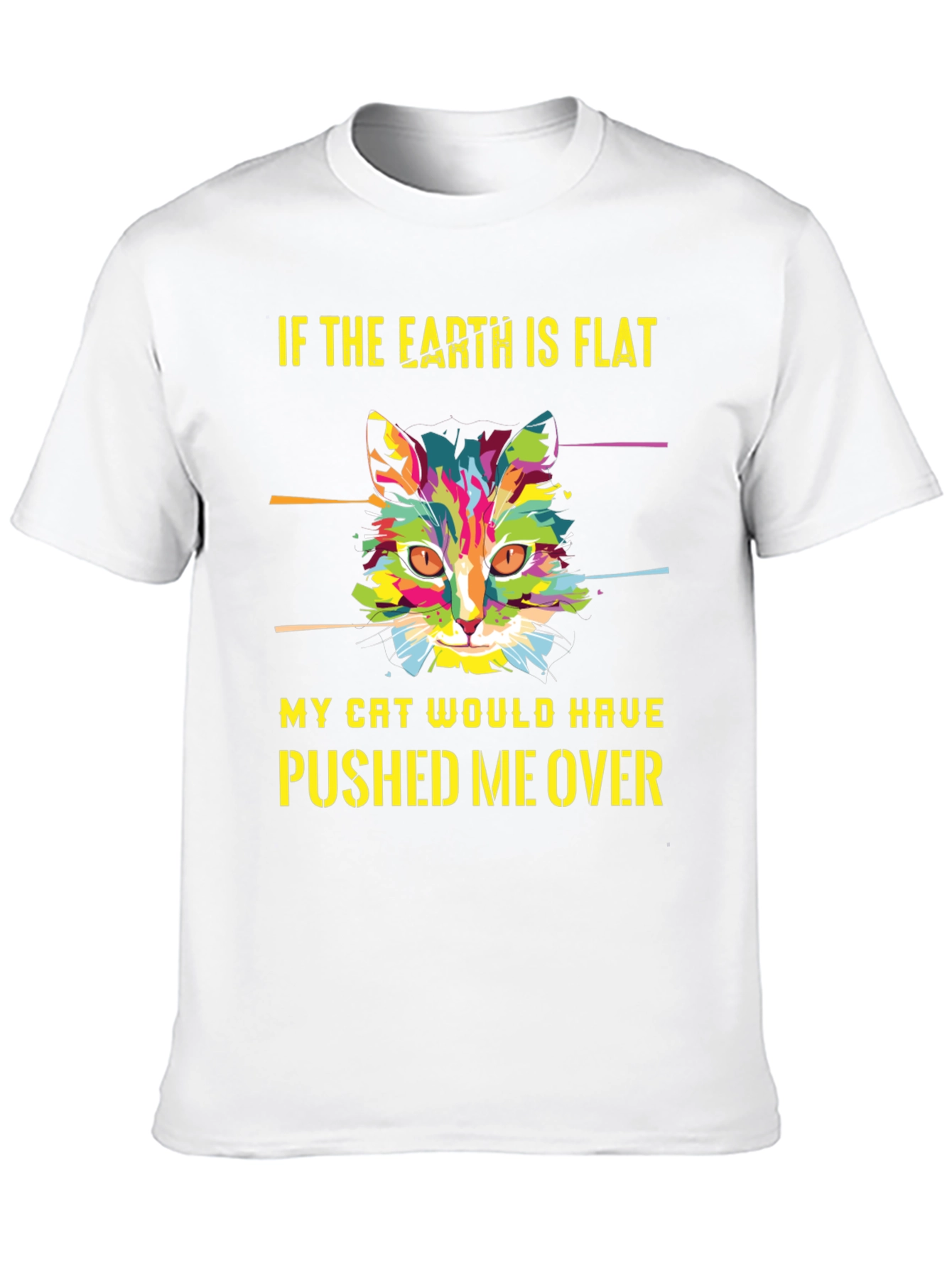 Black Flat Earth Cat T-Shirt - Funny Graphic Tee view 10