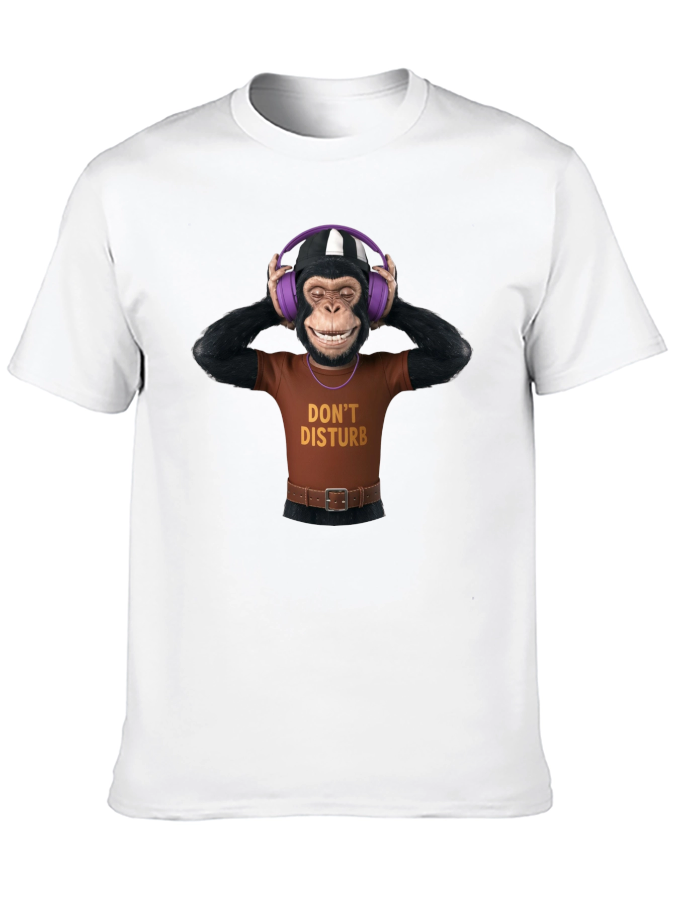 Black Funny Monkey Graphic T-Shirt - Don't Disturb view 10