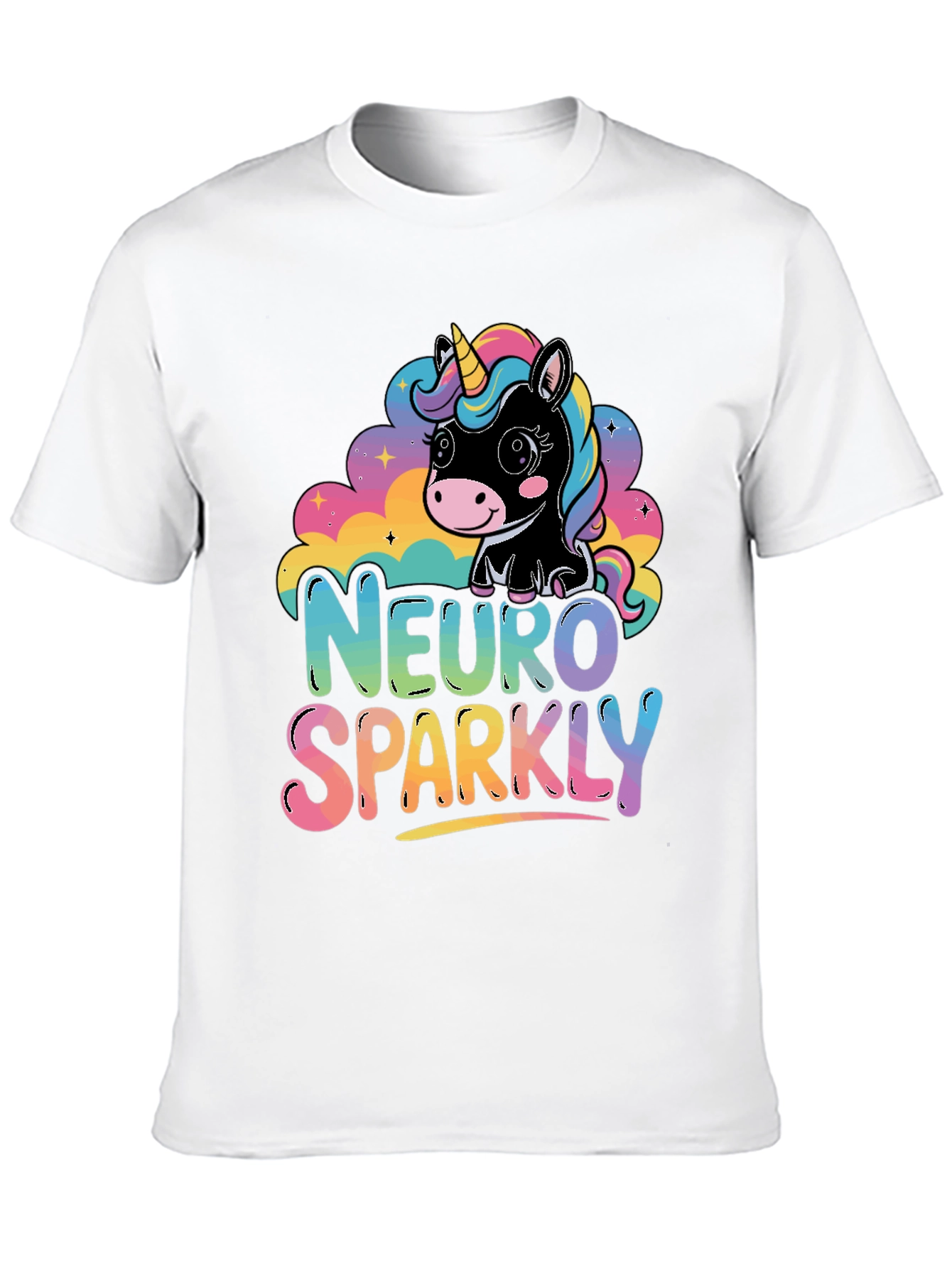 Black Neuro Sparkly Unicorn Graphic Tee view 10