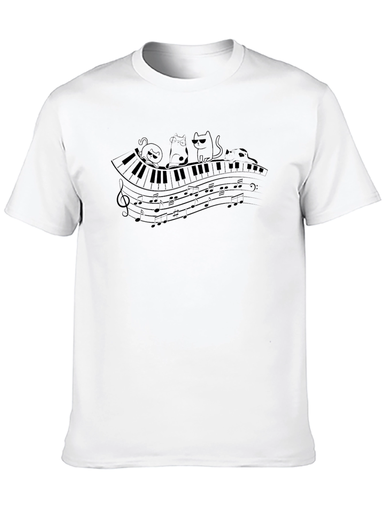 Black Piano Cats T-Shirt - Musical Feline Tee view 10
