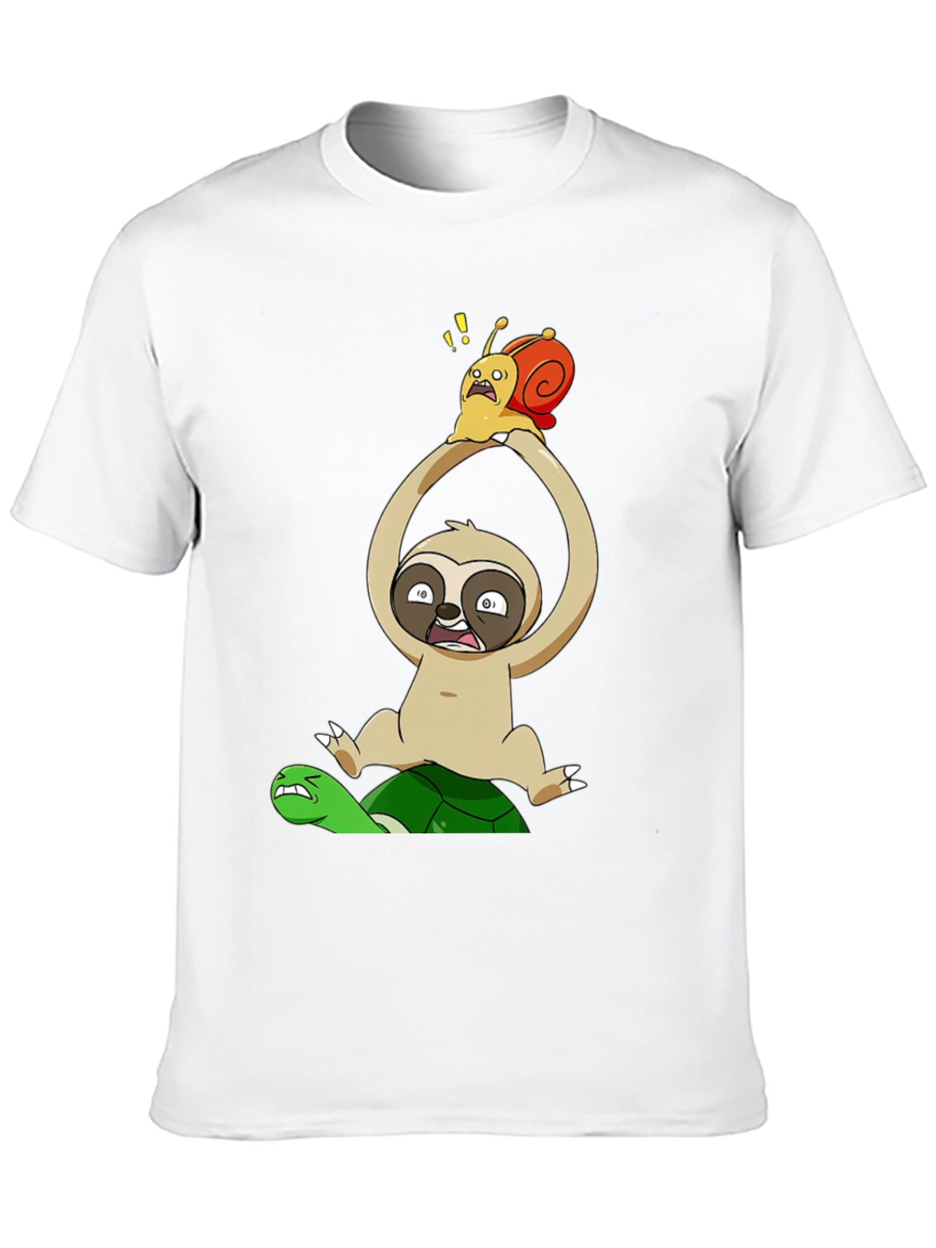 Black Funny Cartoon Animal T-Shirt: Sloth, Snail, Turtle view 10