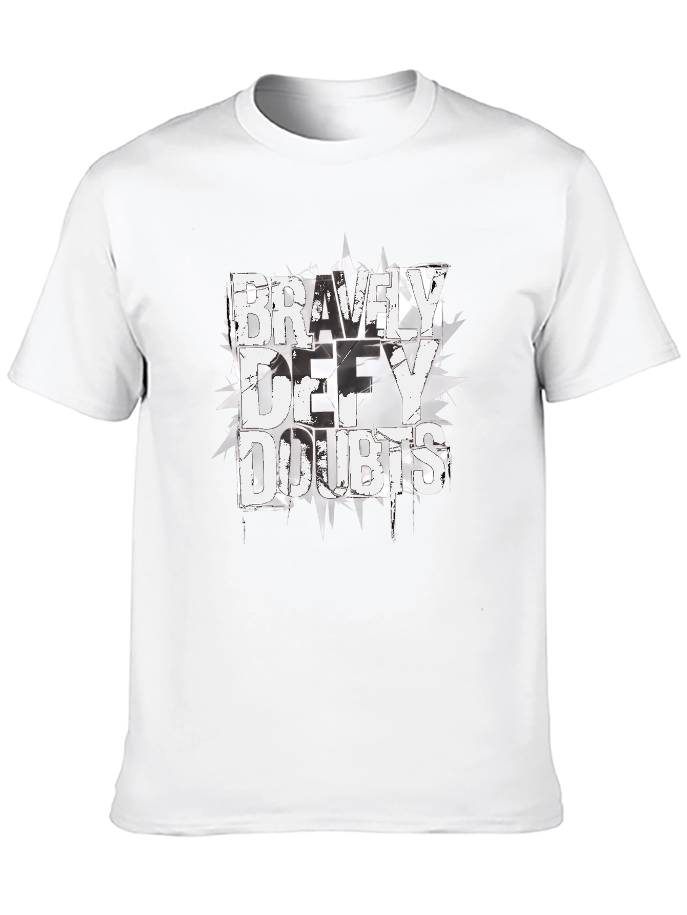 Black Bravely Defy Doubts Graphic Tee - Black Cotton T-Shirt view 10