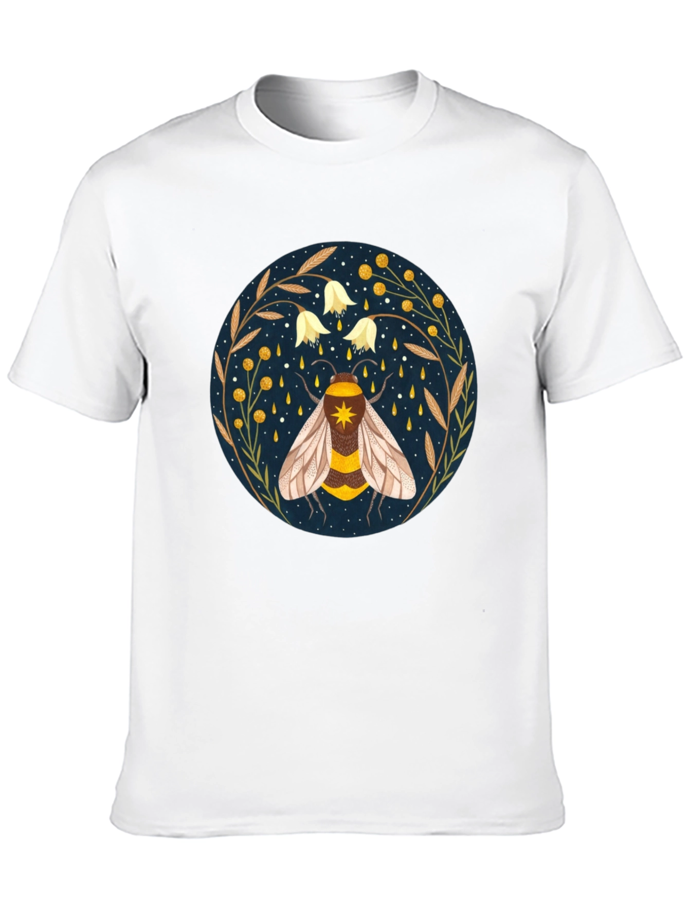 Black Enchanted Bee Graphic Tee - Celestial Honeycomb Design view 10