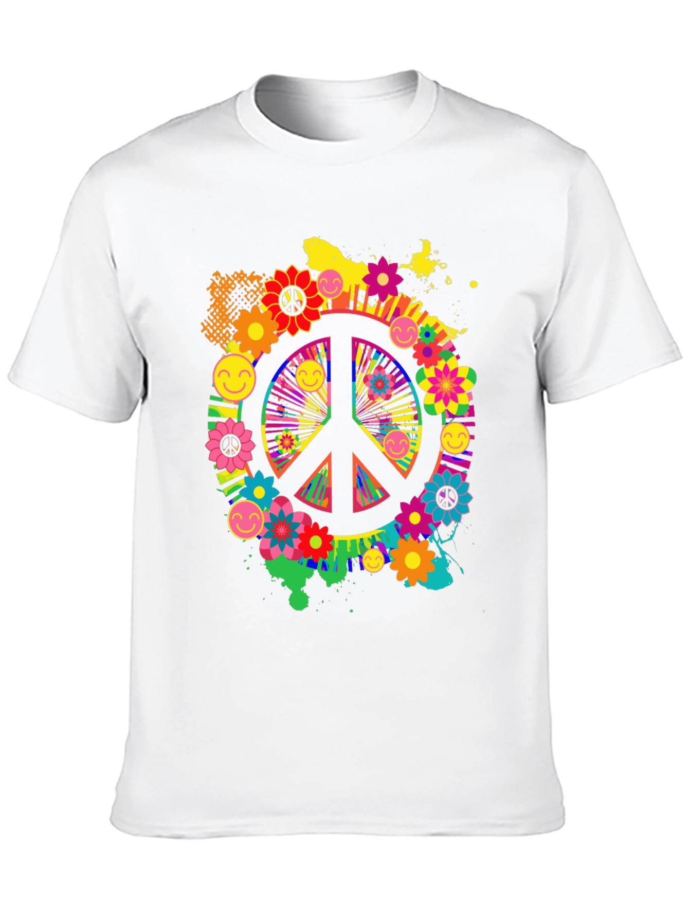 Black Groovy Peace Sign Graphic Tee - Retro Style view 10