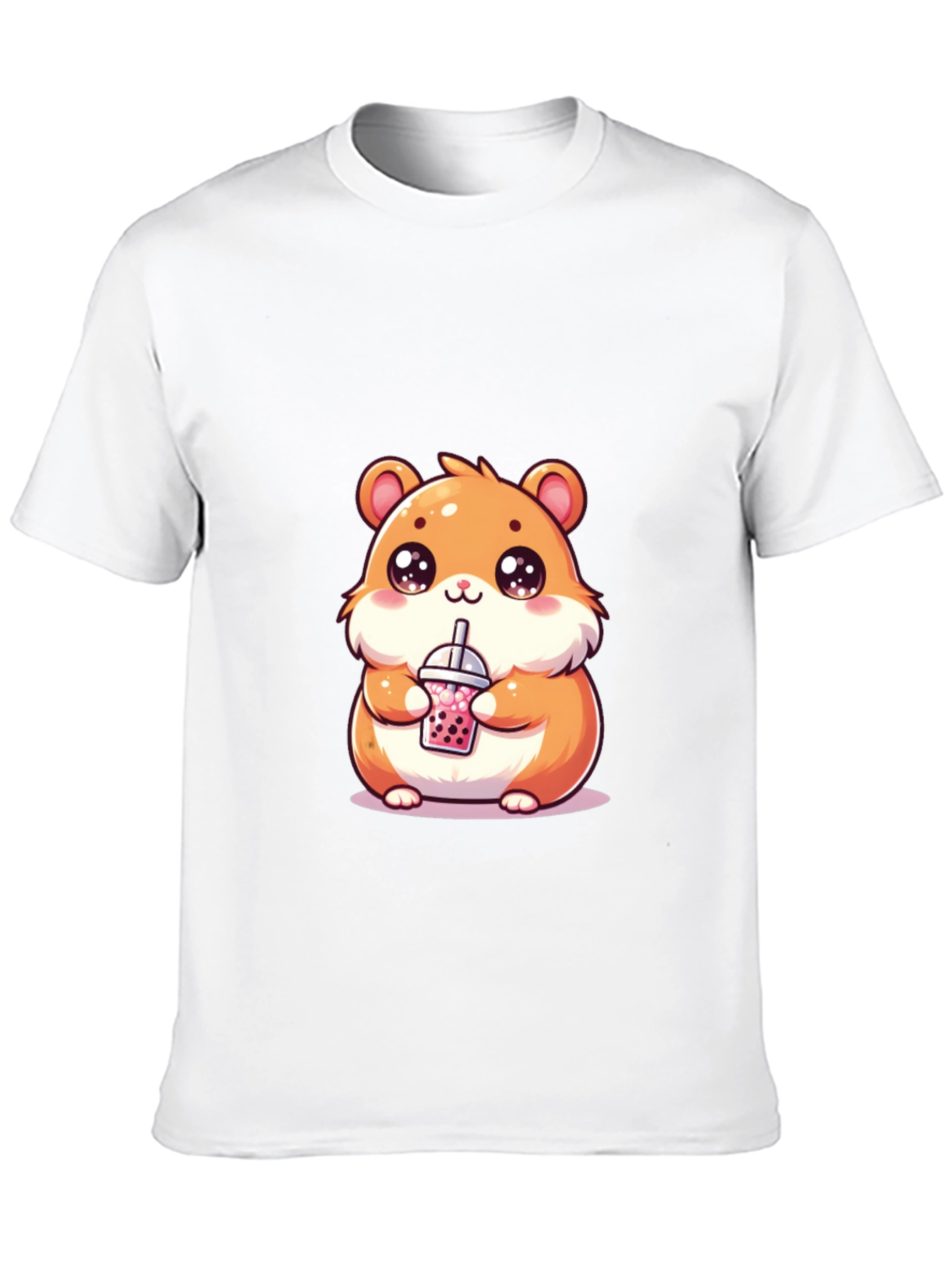 Black Cute Hamster Boba Tea Graphic T-Shirt view 10