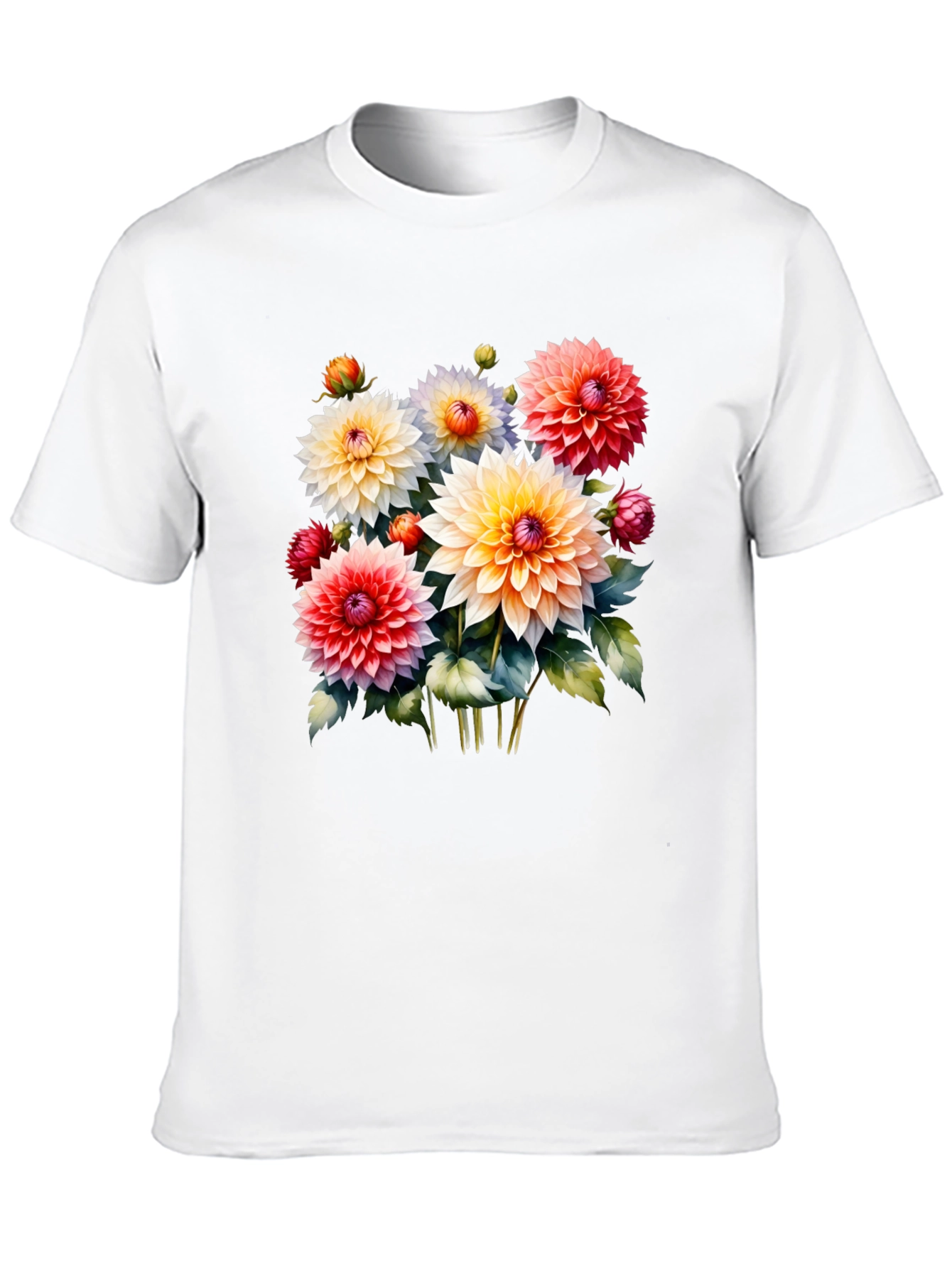 Black Floral Graphic Tee - Colorful Dahlia Design view 10