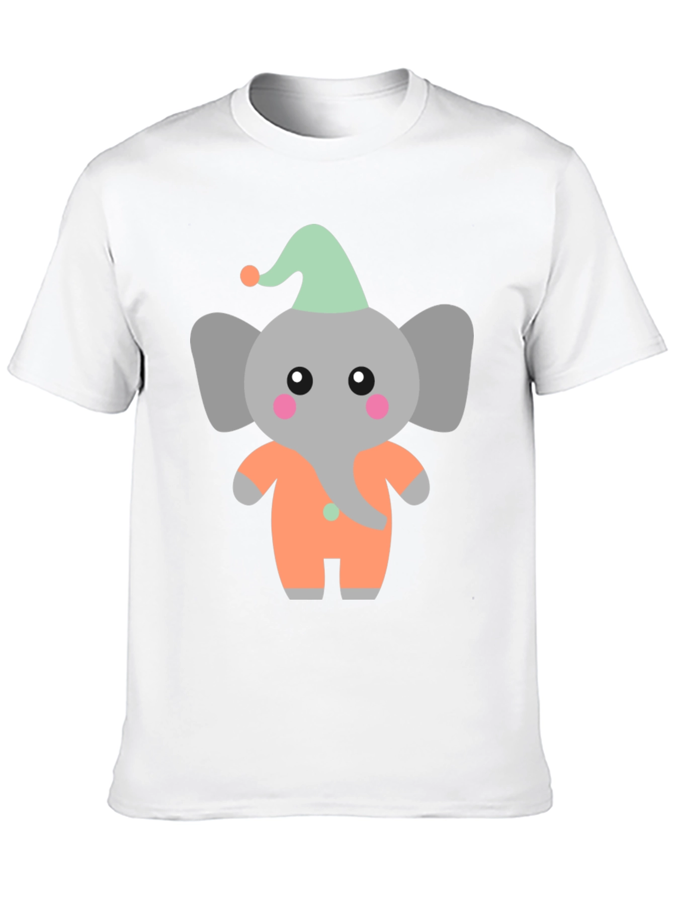 Black Cute Elephant Cartoon Black T-Shirt view 10