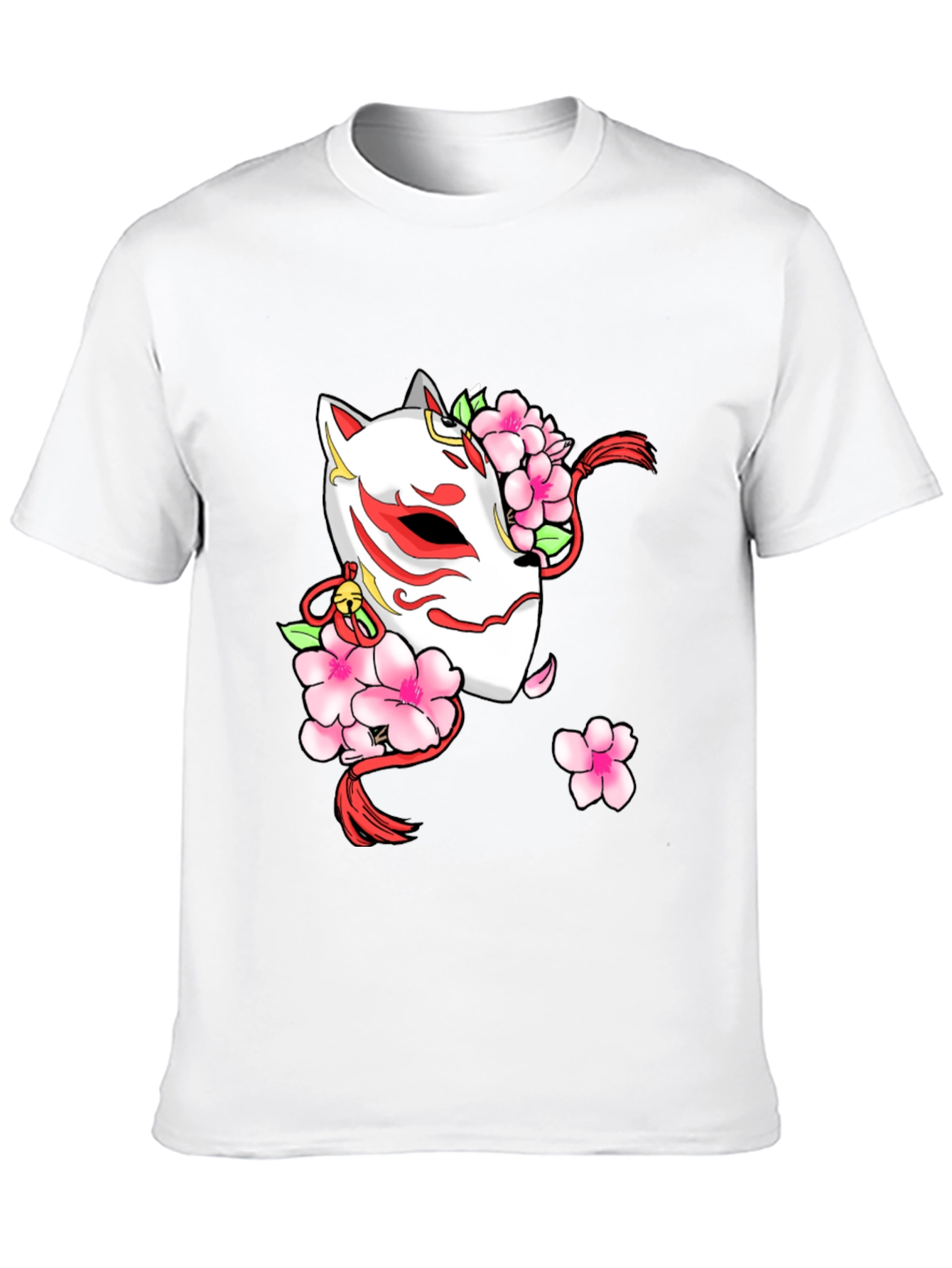 Black Sakura Kitsune Mask Graphic Tee - Black view 10