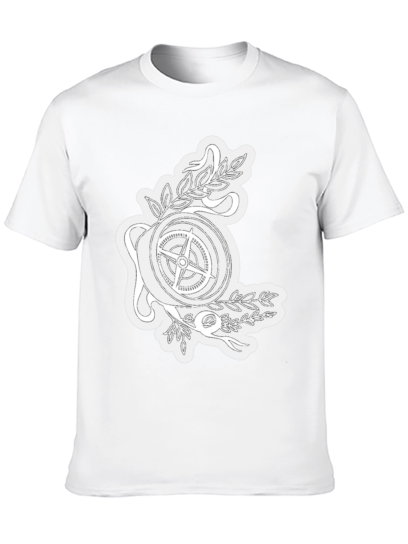 Black Compass Rose Graphic Tee - Black Cotton T-Shirt view 10