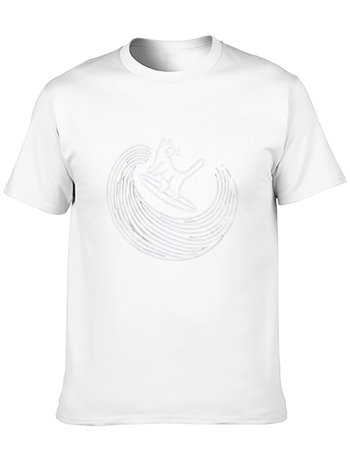 Black Cool Cat Surfing Wave Graphic T-Shirt view 10