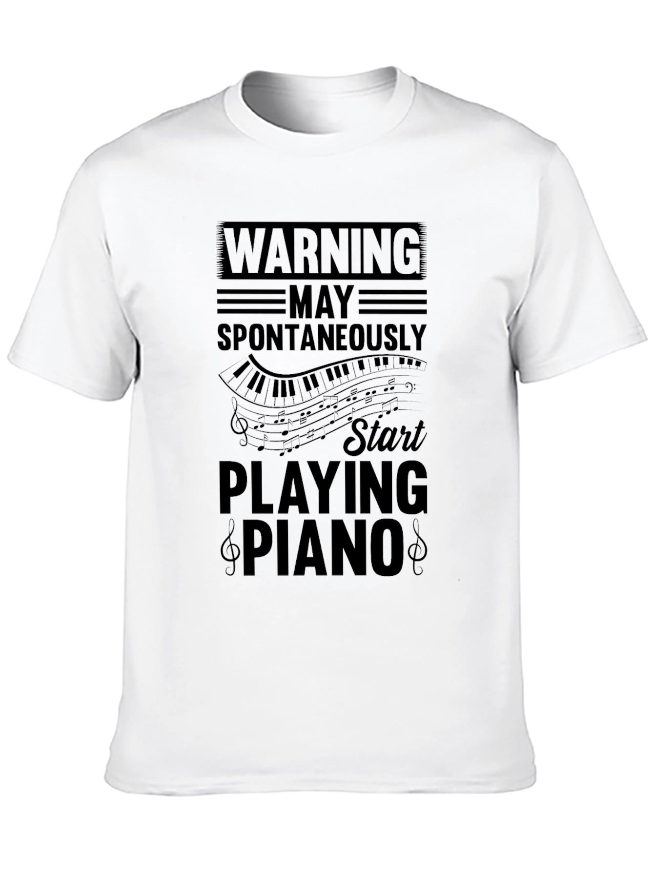 Black Warning: May Spontaneously Play Piano Graphic Tee view 10