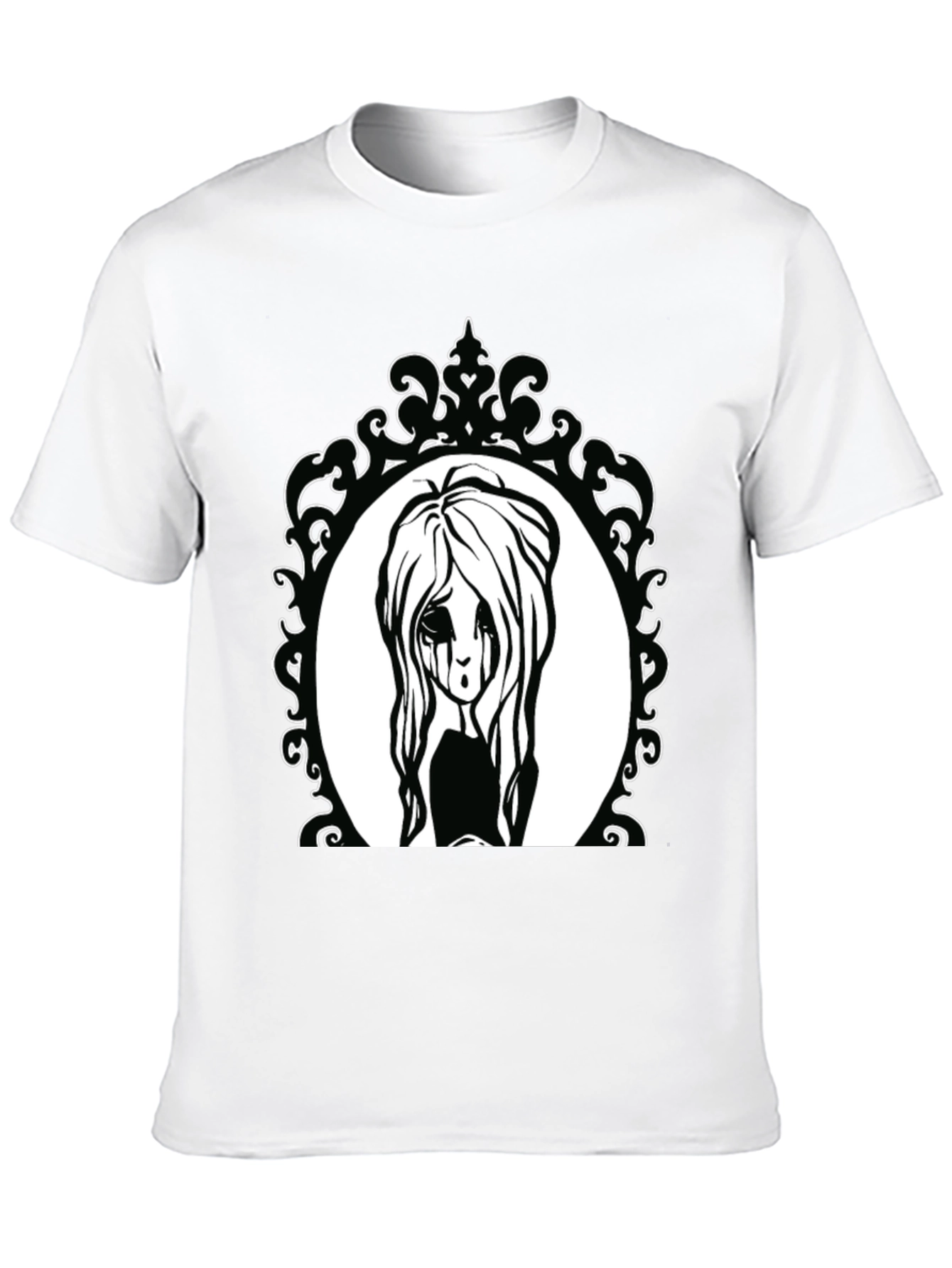 Black Gothic Girl Portrait Black Tee view 10