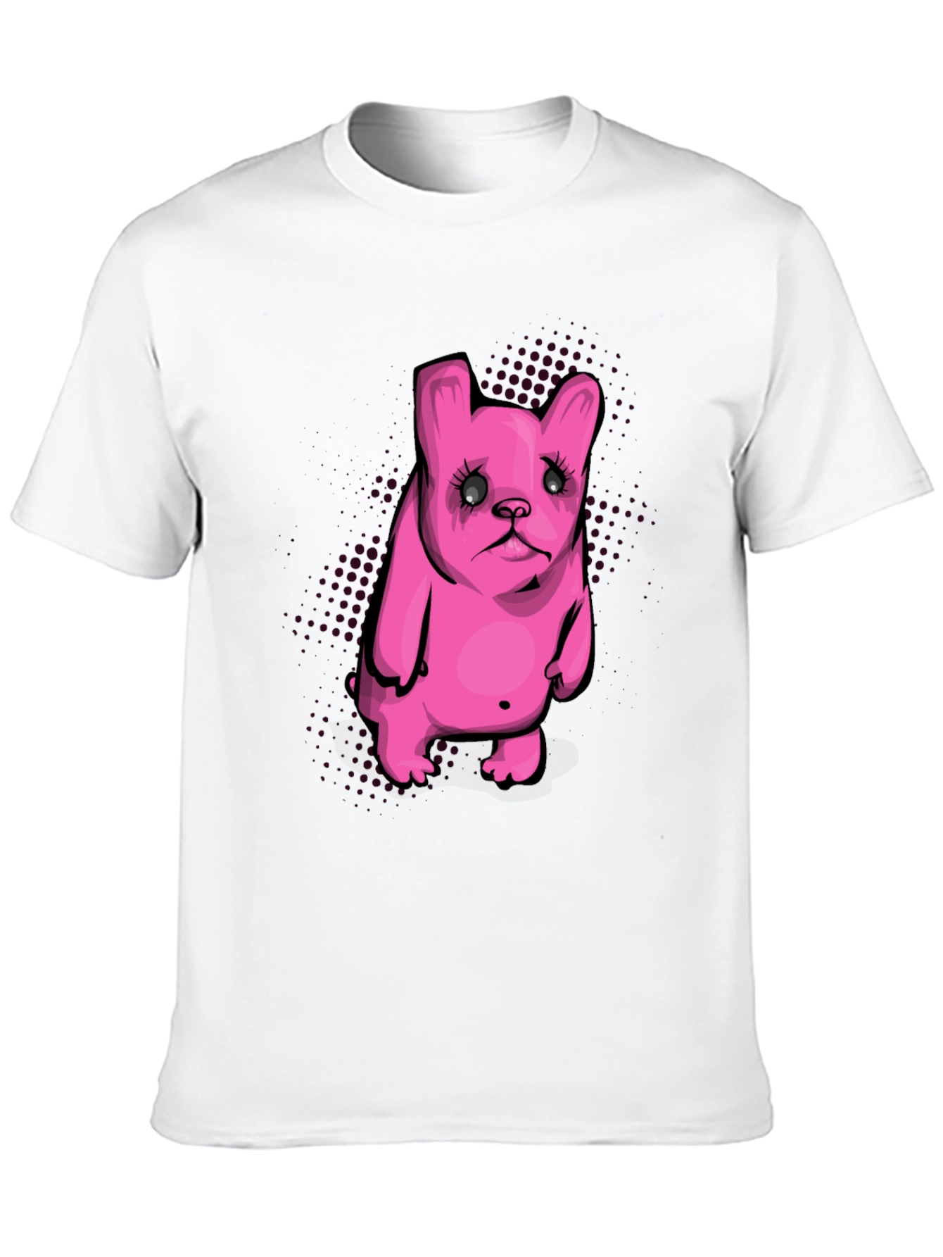 Black Pink Cartoon Dog Graphic Black T-Shirt view 10