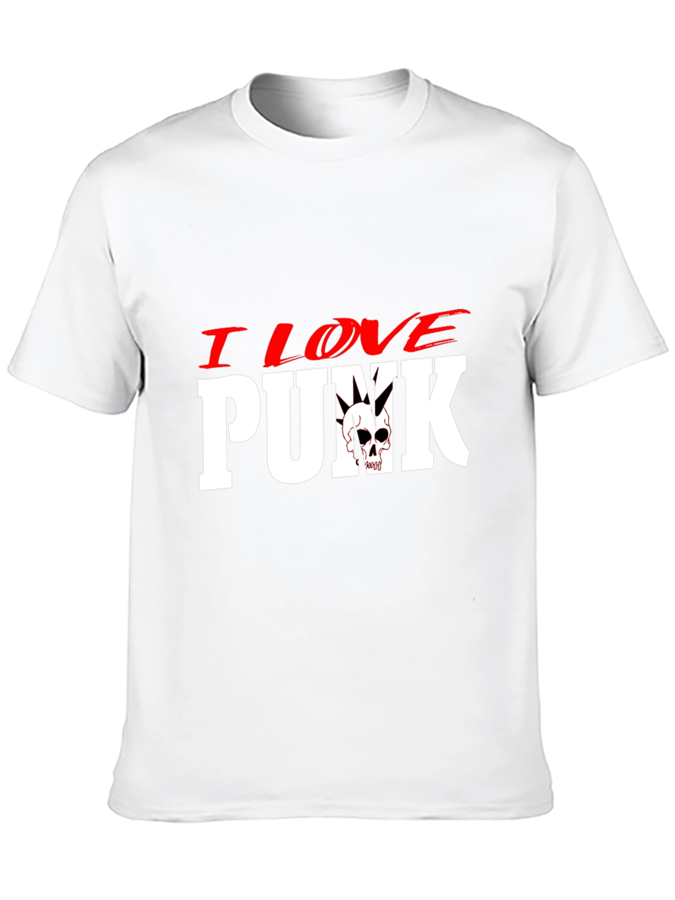 Black I Love Punk T-Shirt - Skull Design view 10